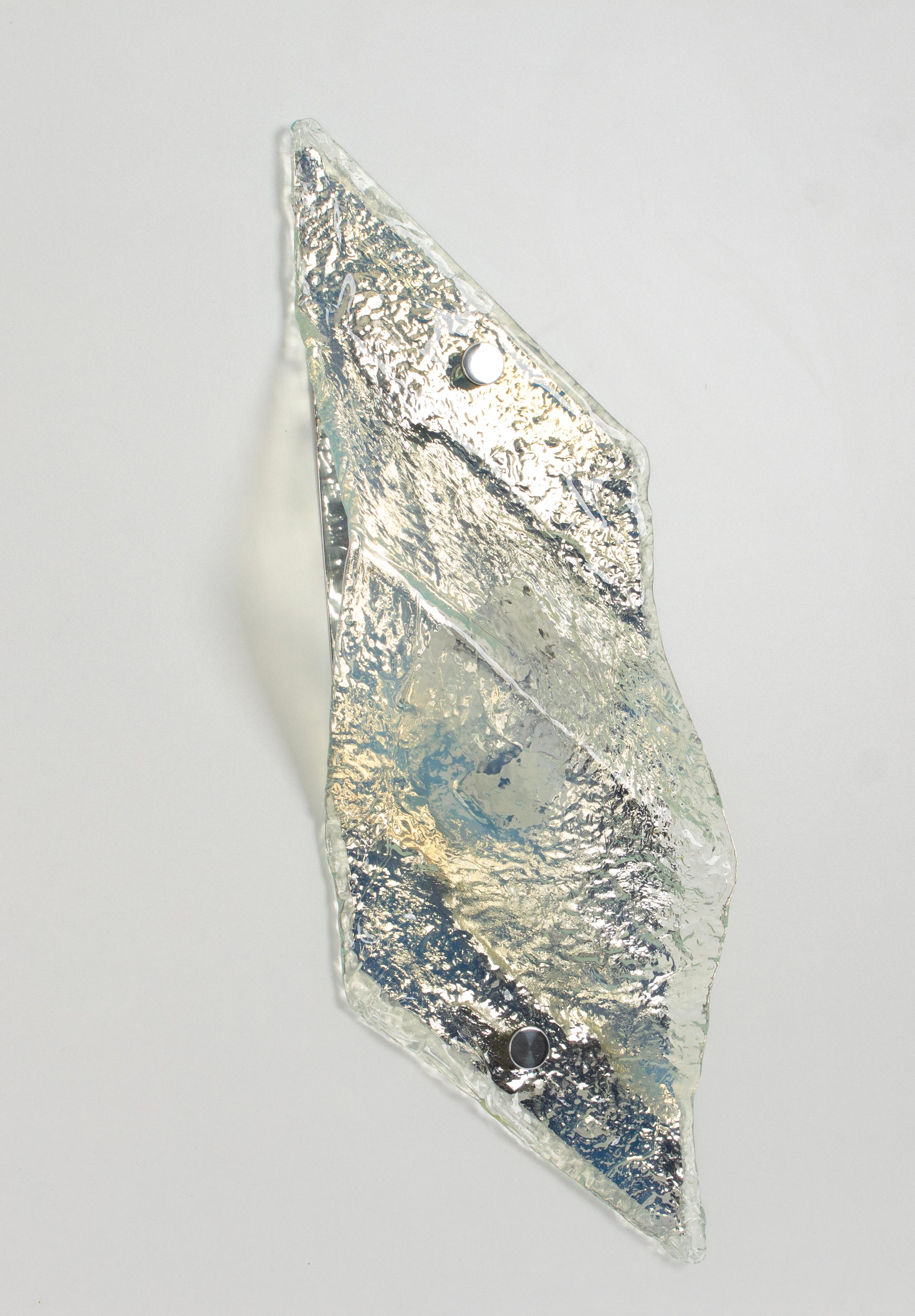 Late 20th Century 1 of 7 Large Blue Murano Glass Wall Lamp by Carlo Nason for Mazzega, Italy, 70s For Sale