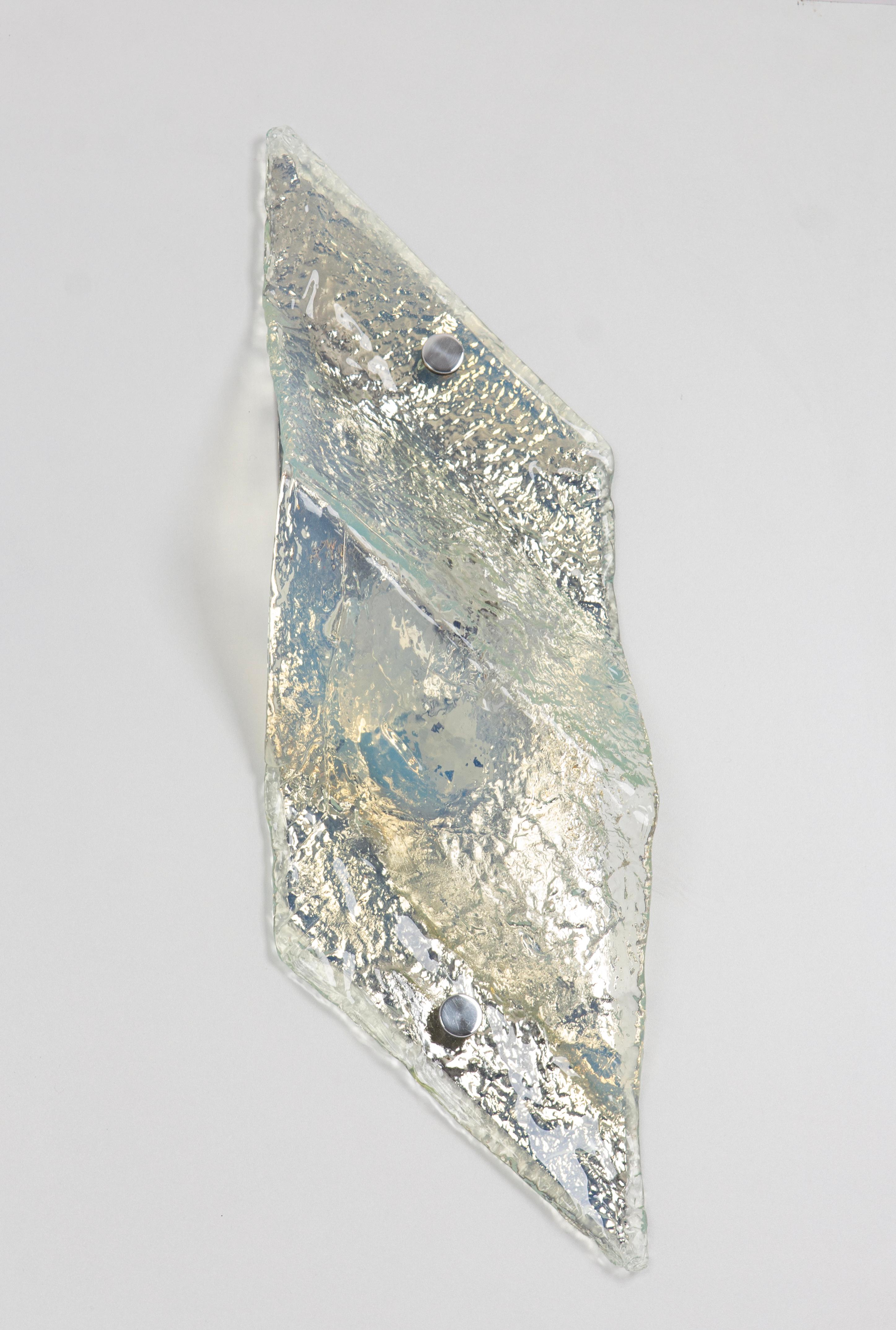 1 of 7 Large Blue Murano Glass Wall Lamp by Carlo Nason for Mazzega, Italy, 70s For Sale 3