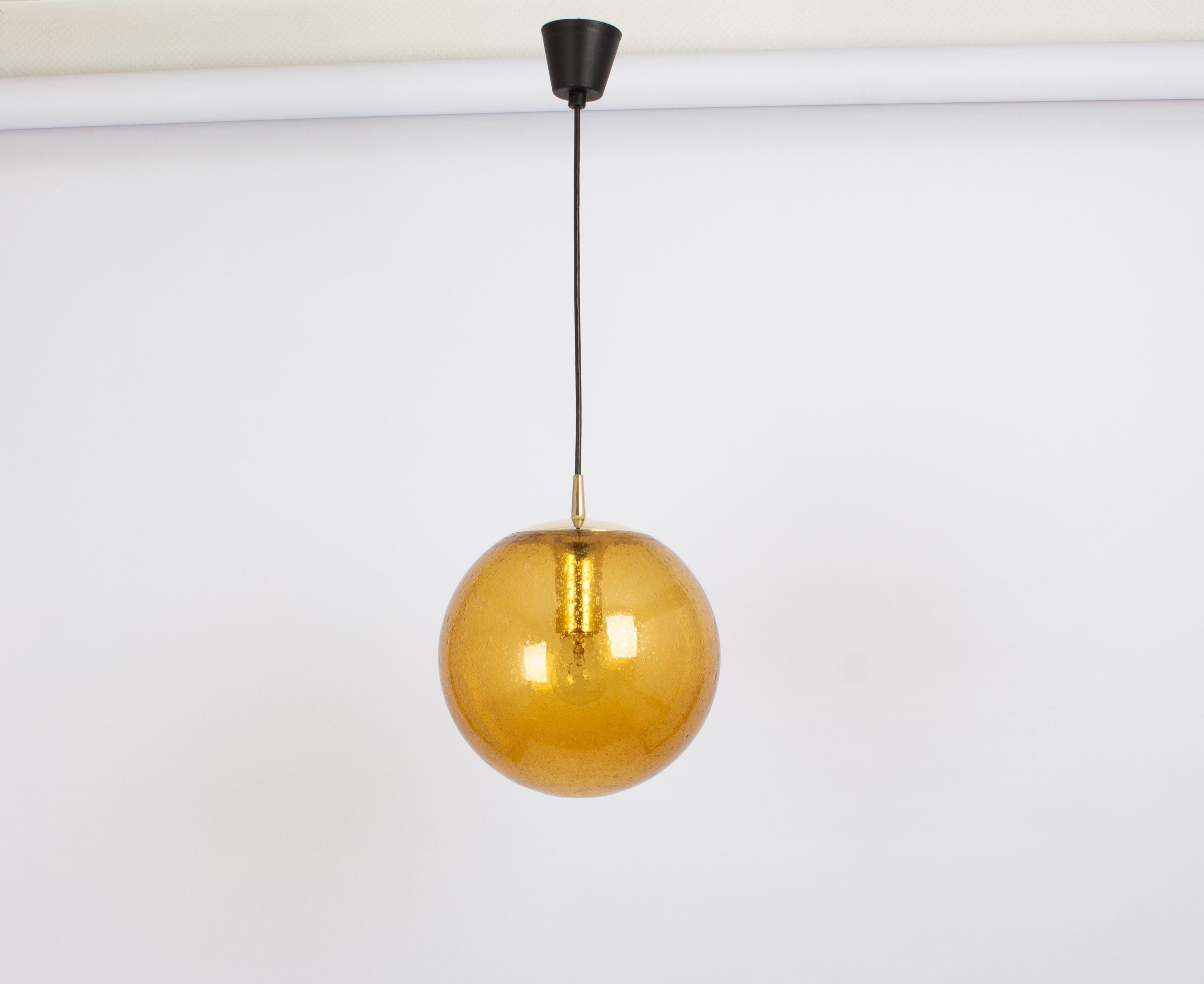 1 of 7 Large Glass Pendant Light by Peill & Putzler, Germany, 1970s For Sale 1