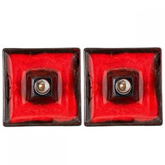 1 of 7 Red Black Square Ceramic Wall Lights , Germany