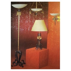 1 of 7 "Spanish Line" Iron Brass and Glass Floor Lamp by PALWA, 1990s