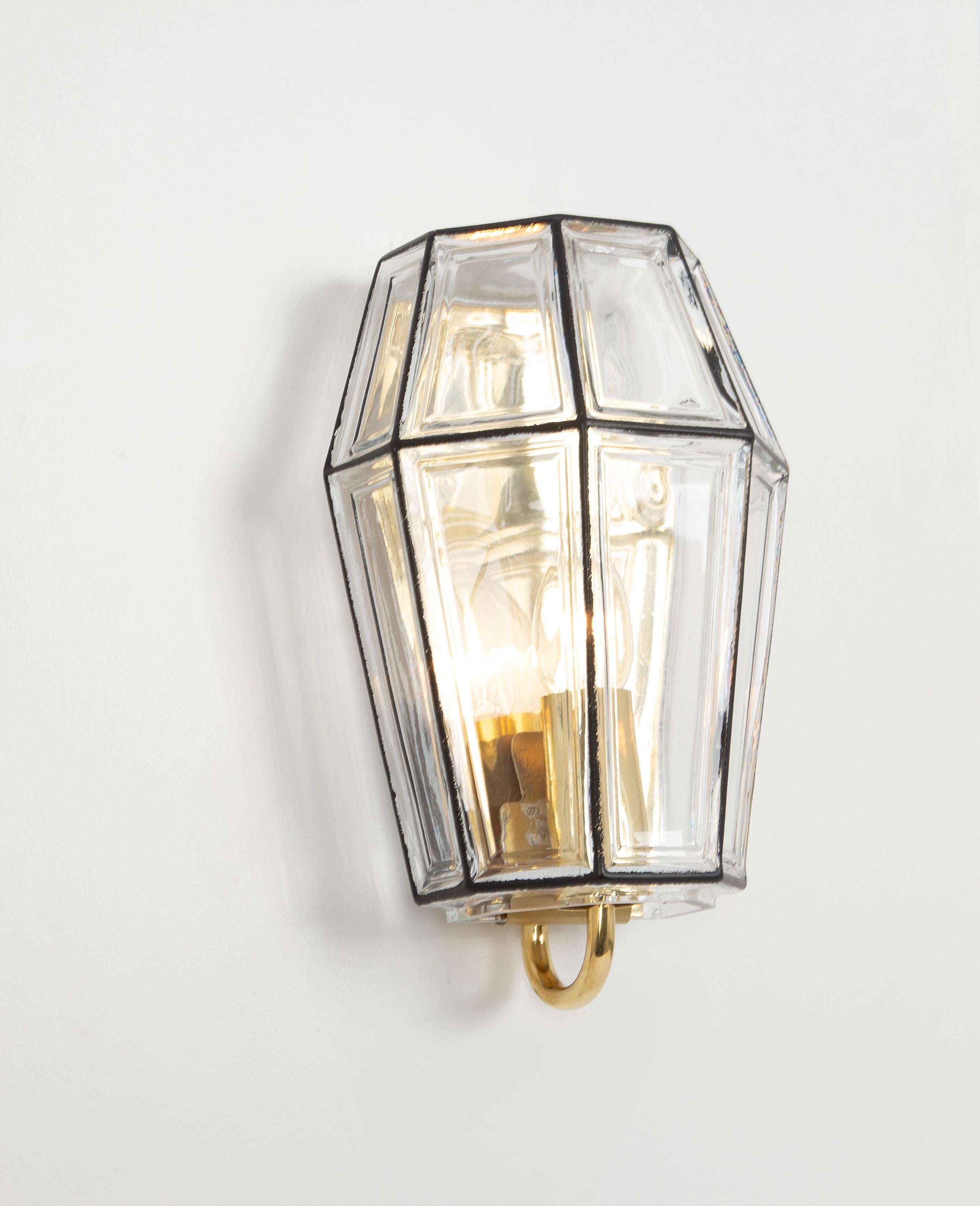 Mid-20th Century 1 of 7 Wall Lights Sconces Iron Glass by Limburg, Germany, 1960s For Sale