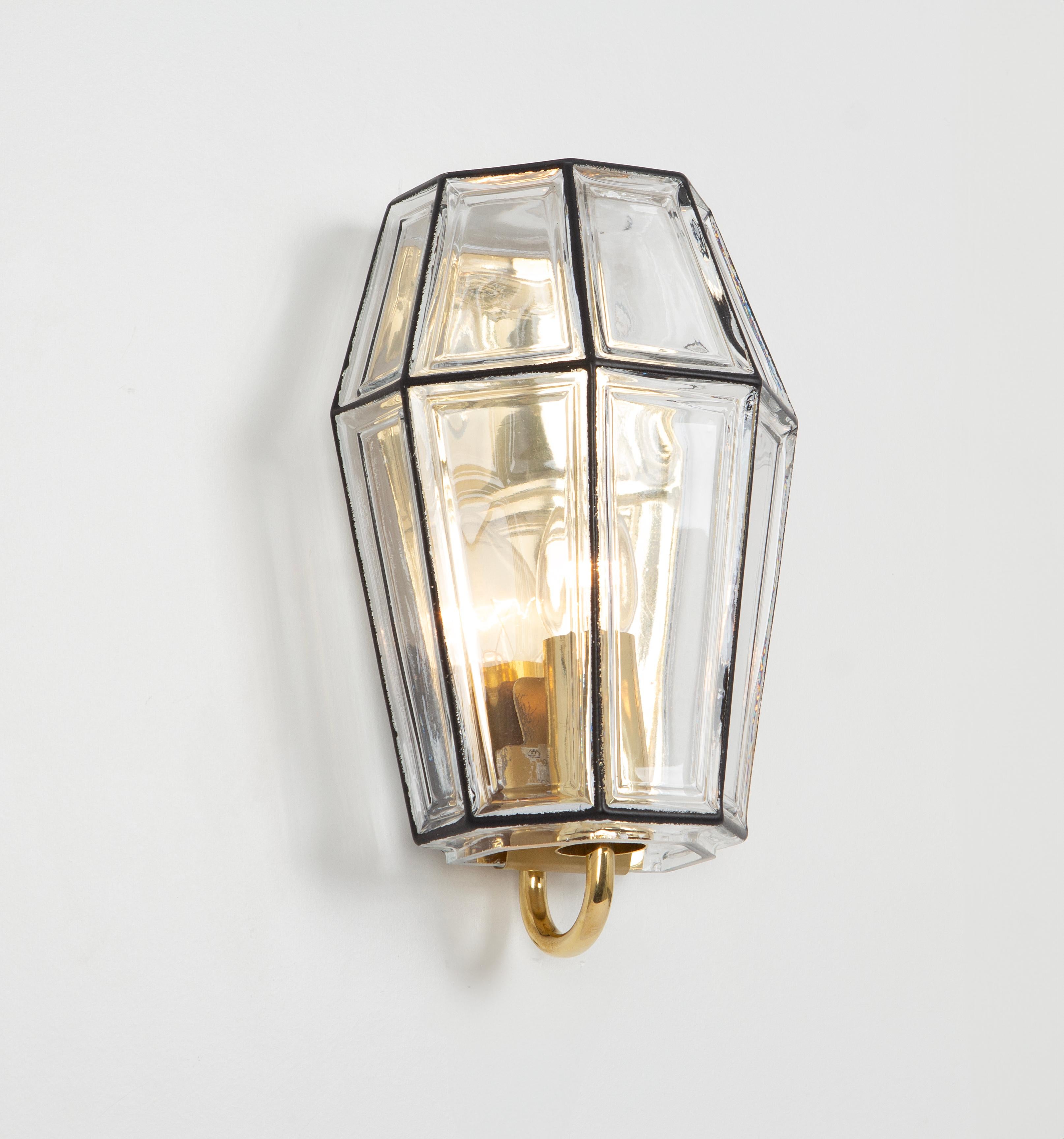 1 of 7 Wall Lights Sconces Iron Glass by Limburg, Germany, 1960s For Sale 1