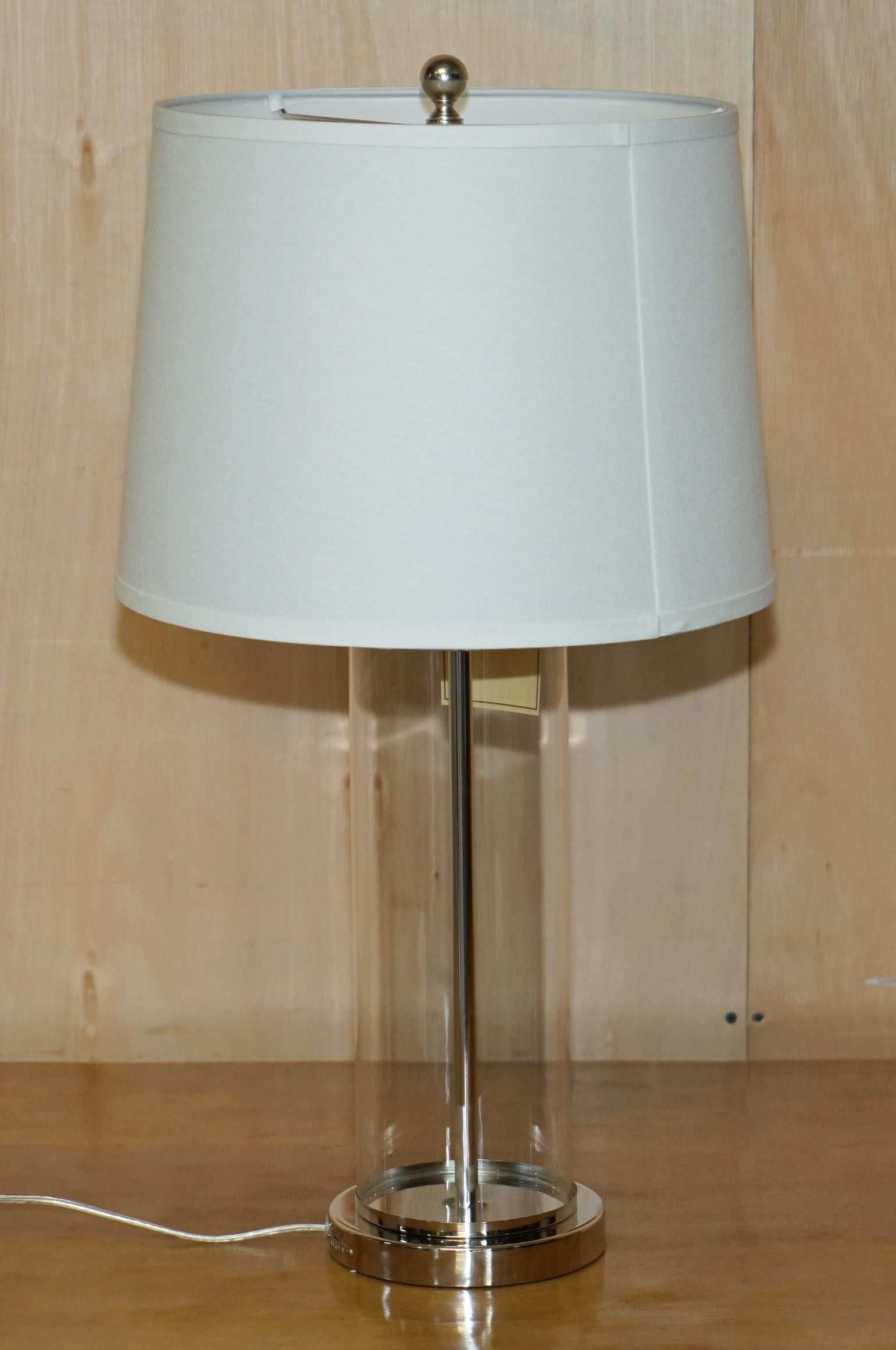 1 OF 2 BRAND NEW IN THE BOX RALPH LAUREN SiLVER STORM LANTERN GLASS TABLE LAMPS For Sale 10