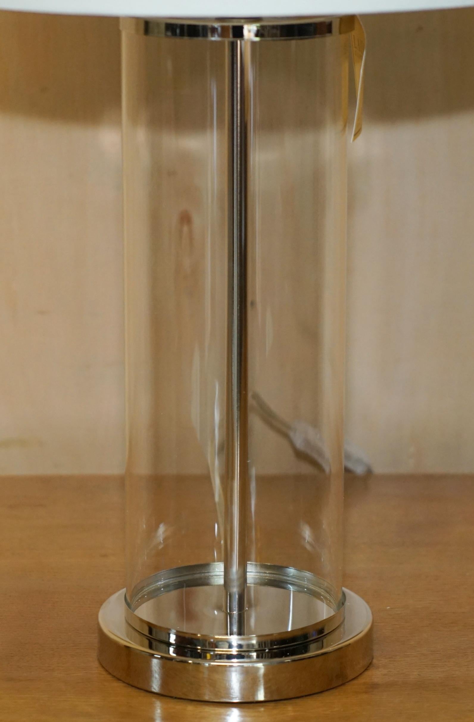 English 1 OF 2 BRAND NEW IN THE BOX RALPH LAUREN SiLVER STORM LANTERN GLASS TABLE LAMPS For Sale