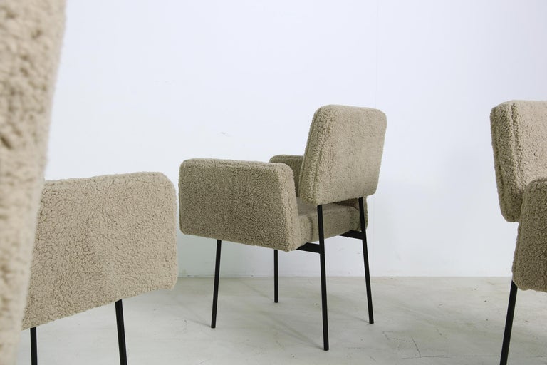 1 Of 8 Dining Room Chairs Armchair Nathan Lindberg Teddy Bear Fur Metal Base