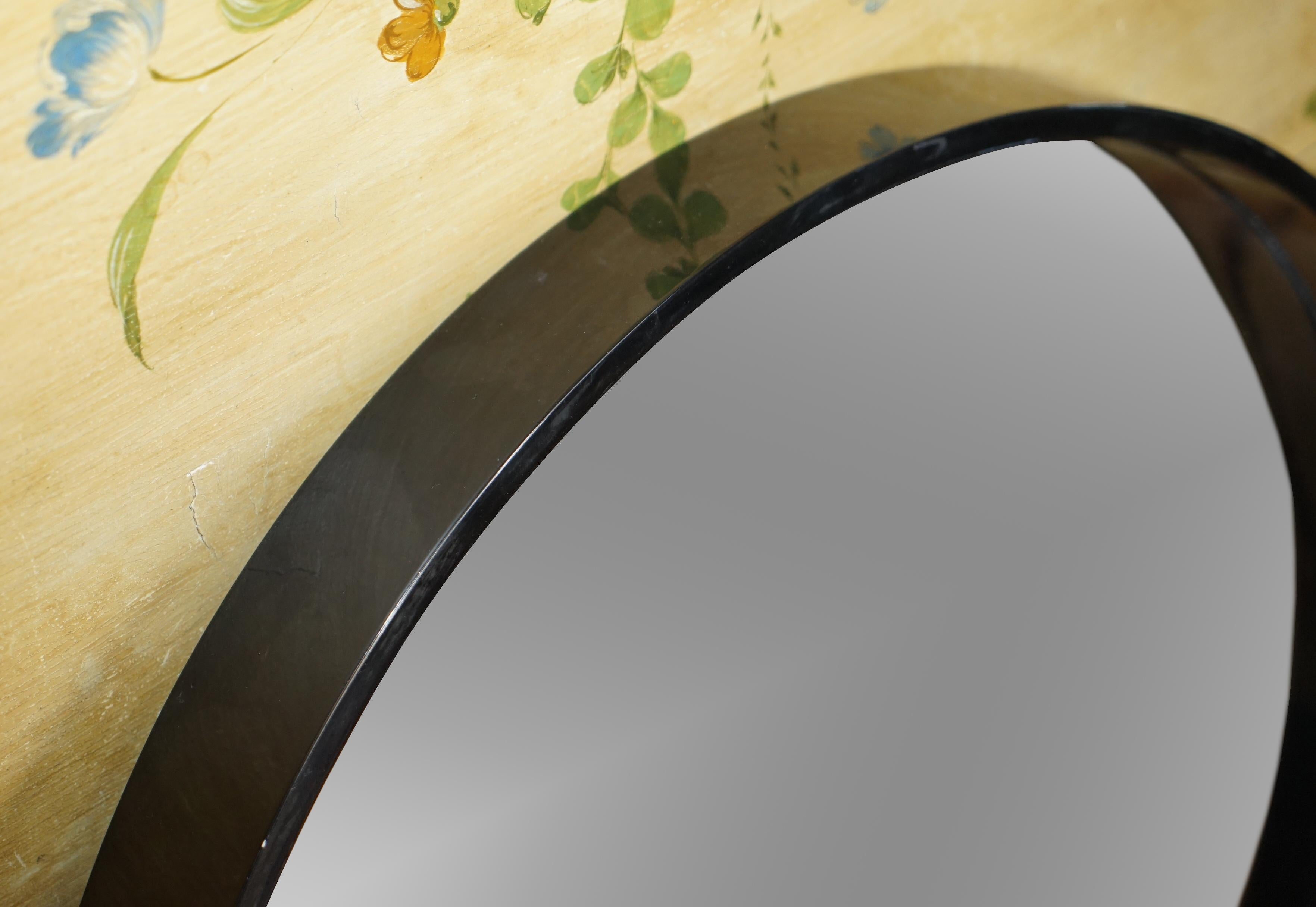 Hand-Crafted 1 of 7 Ebonised Black Round Wall Mirrors, Lovely Display Pieces For Sale
