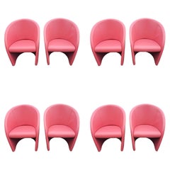 1 des 8 fauteuils club Intervista de Poltrona Frau en cuir rose, Italie 1989