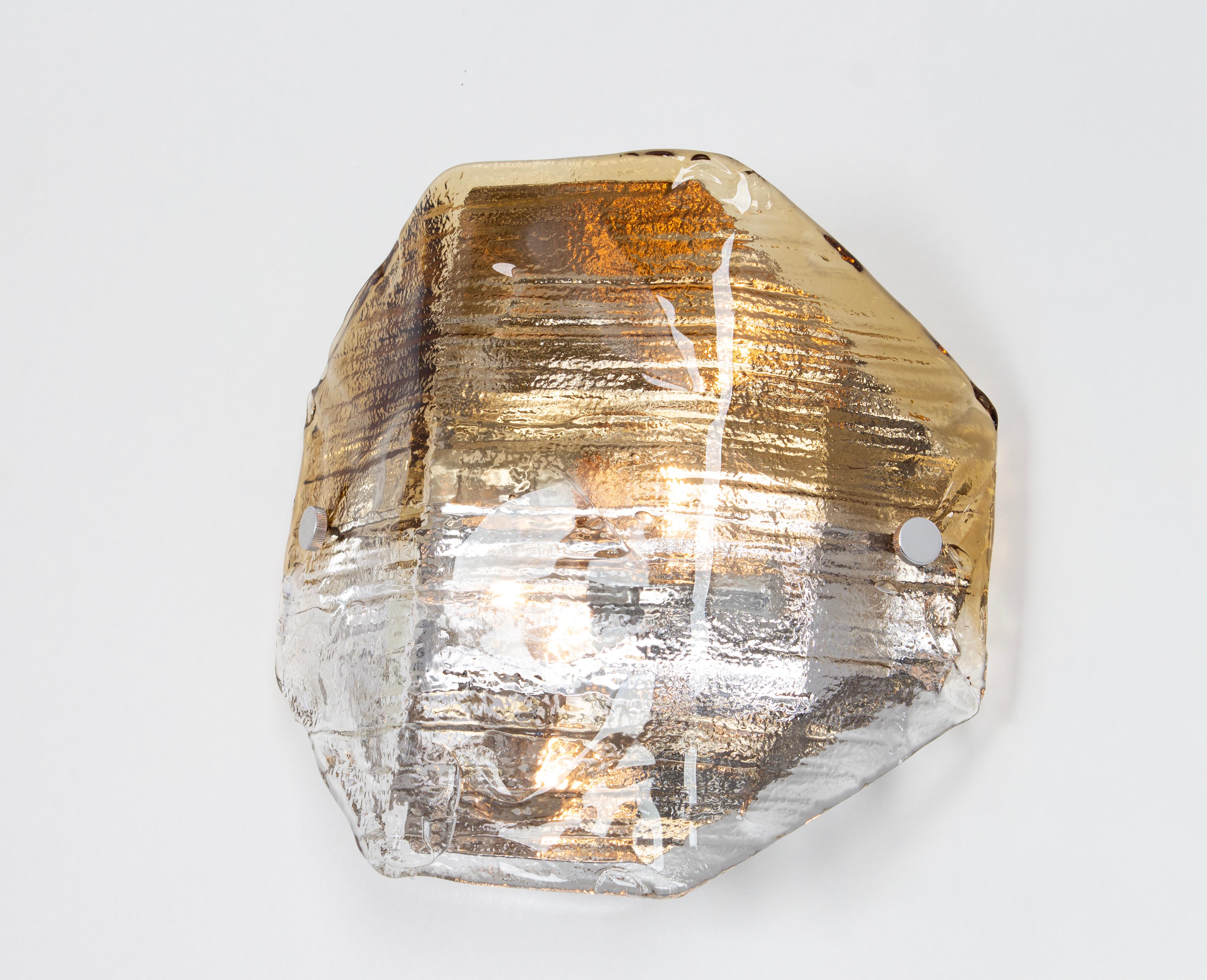 1 of 8 Large Glass Wall Light by Kalmar, Austria, 1970s en Bueno estado para la venta en Aachen, NRW