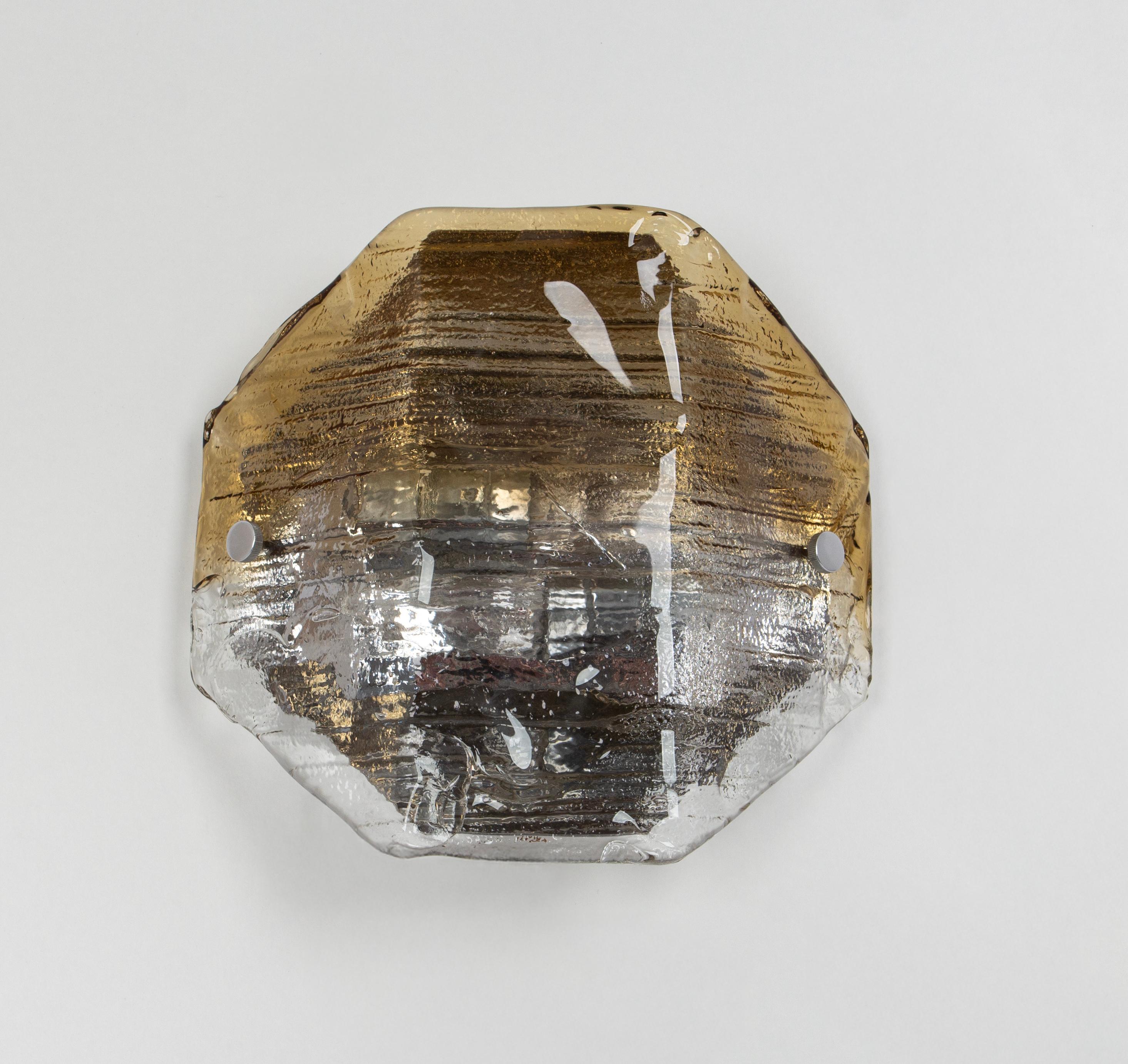 1 of 8 Large Glass Wall Light by Kalmar, Austria, 1970s en venta 1