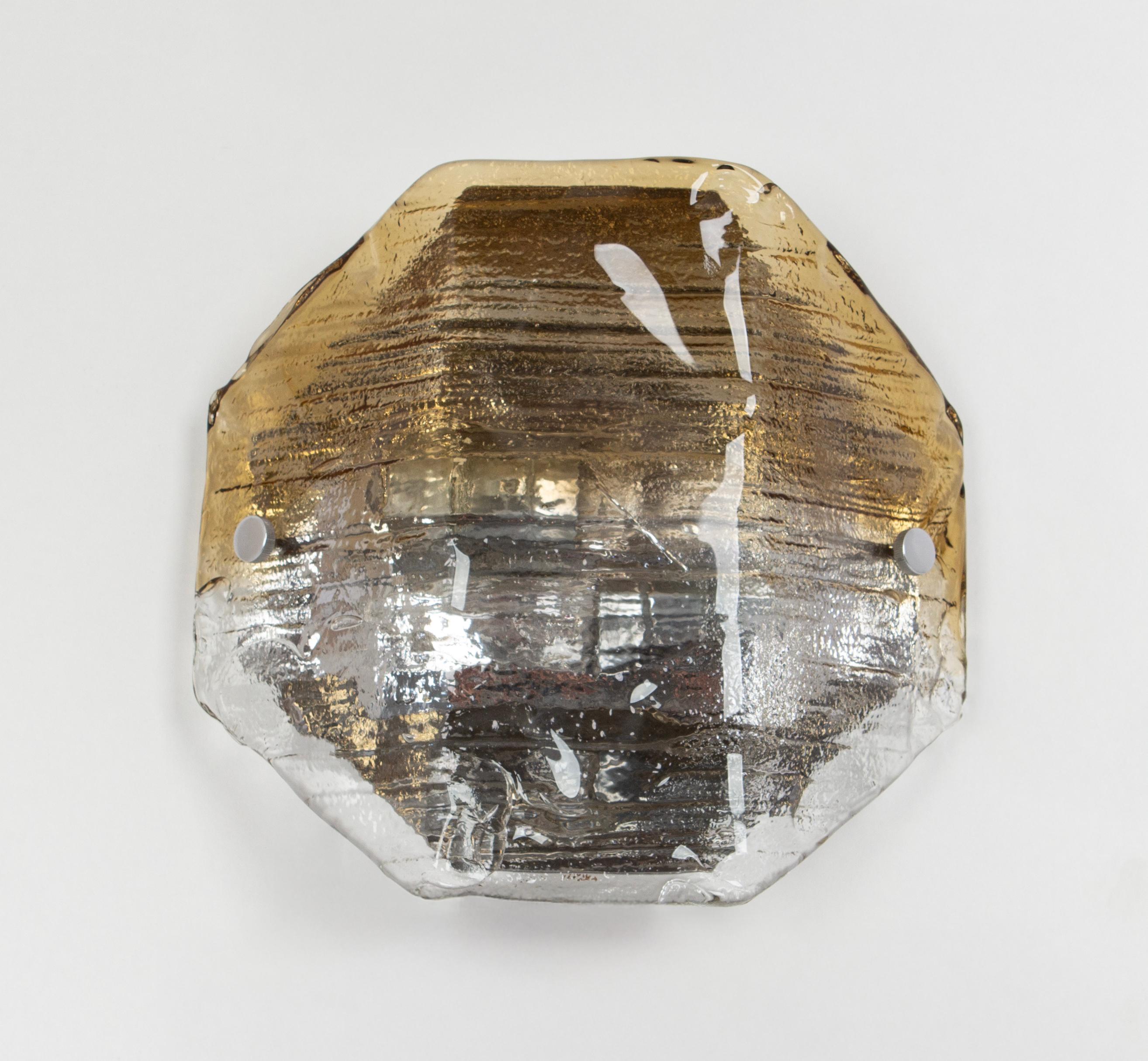 1 of 8 Large Glass Wall Light by Kalmar, Austria, 1970s en venta 2