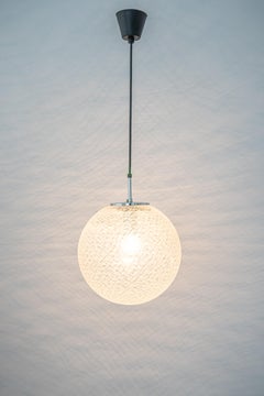 1 of 8 Large Limburg Chrome with Glass Ball Pendant, Germany, 1970s
