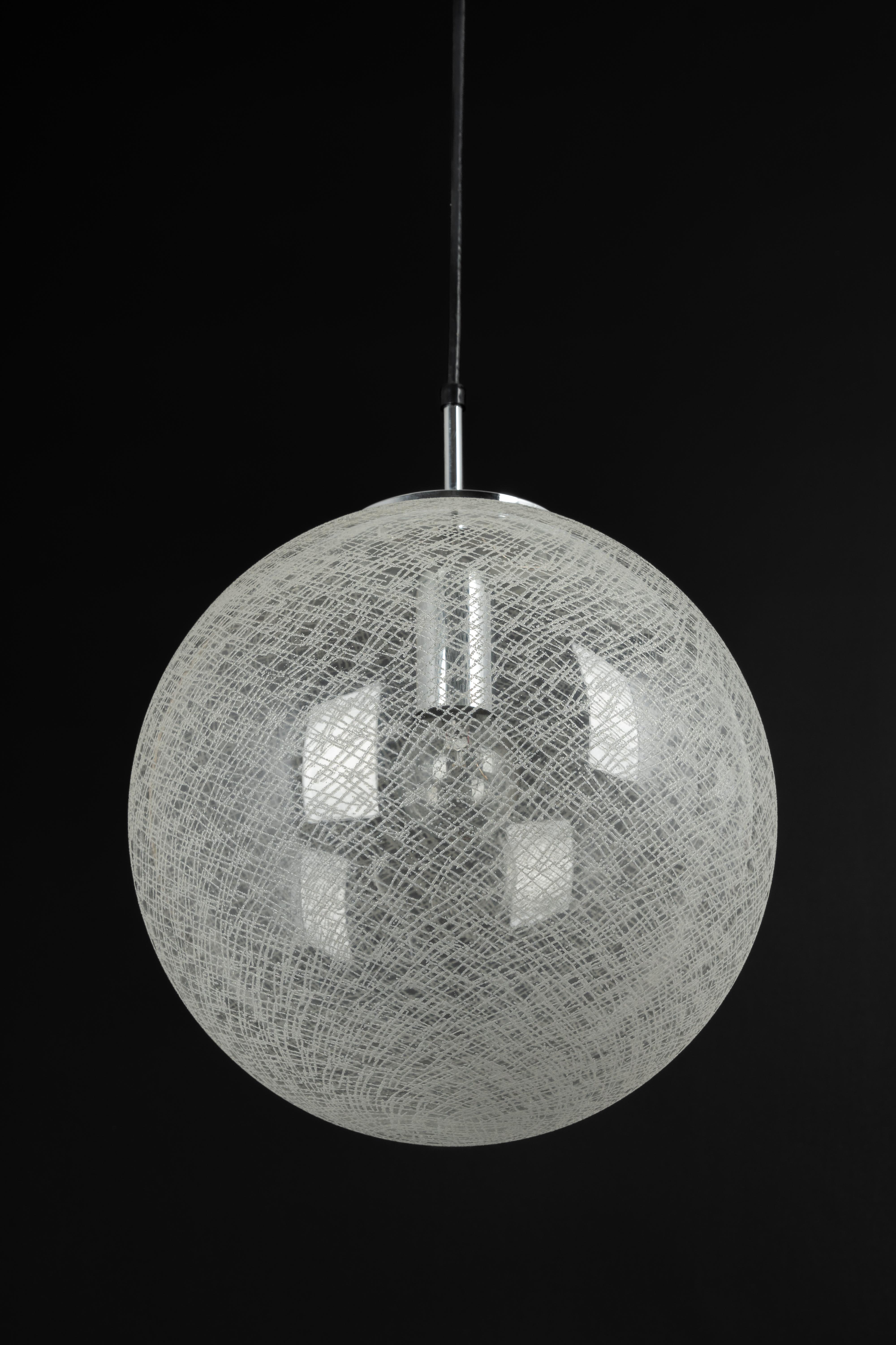 1 of 8 Large Limburg Chrome with Glass Ball Pendant, Germany, 1970s In Good Condition For Sale In Aachen, NRW