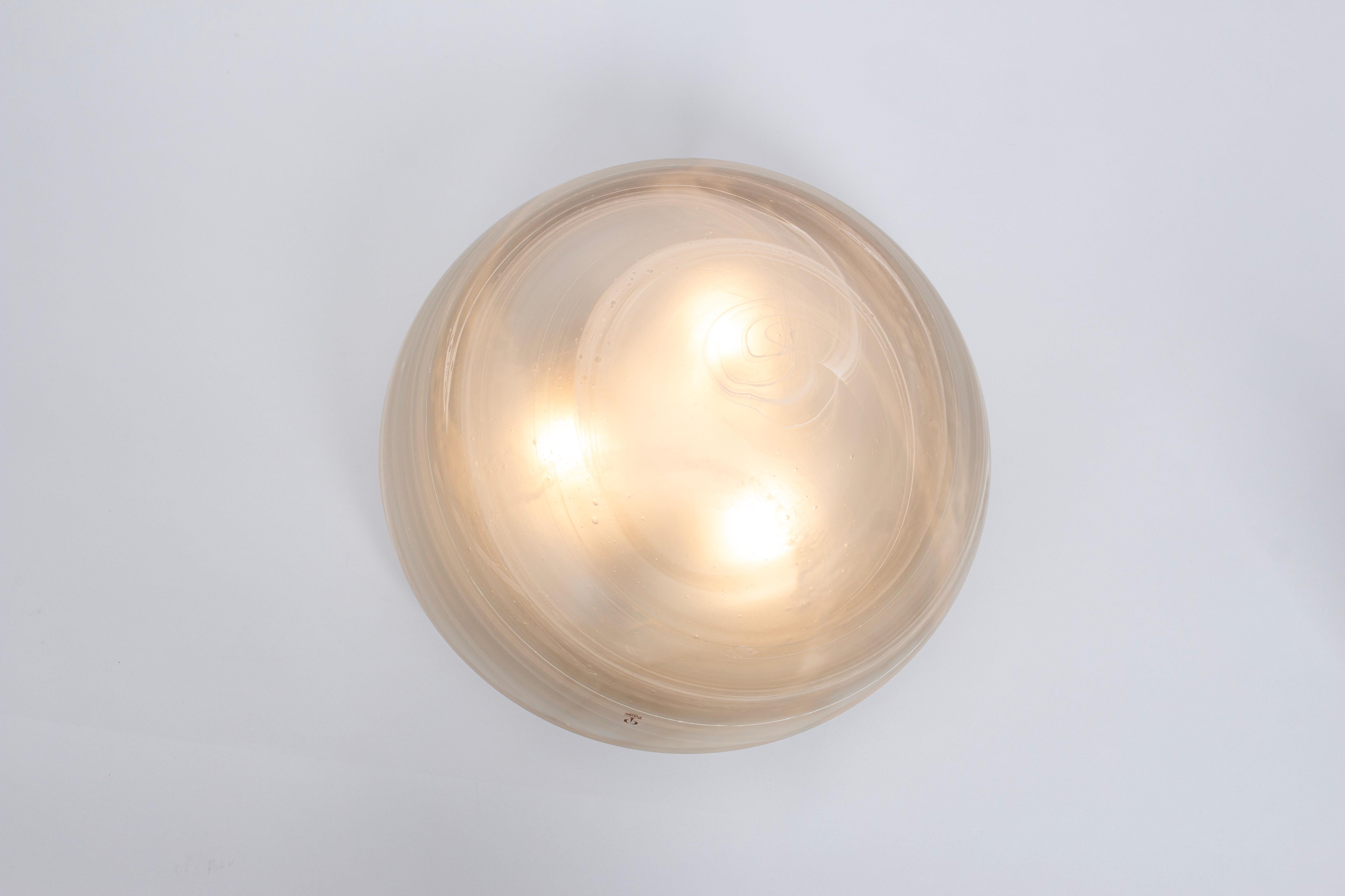 1 of 8 Large Stunning Glass Flushmount by Peill & Putzler, Germany, 1970s For Sale 1