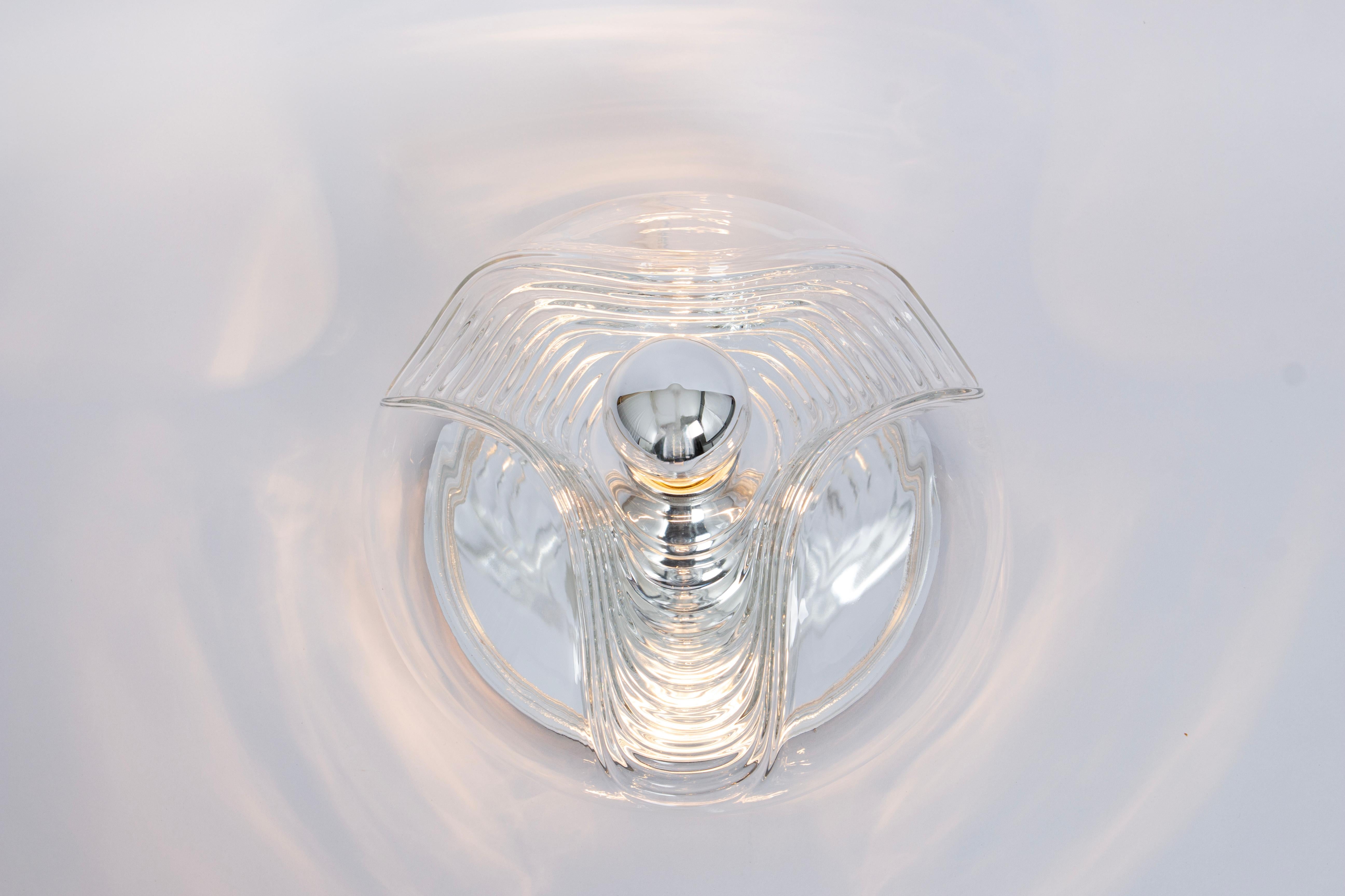 Late 20th Century 1 of 8 Large Wall light sconce Koch & Lowy by Peill & Putzler, Germany, 1970s For Sale