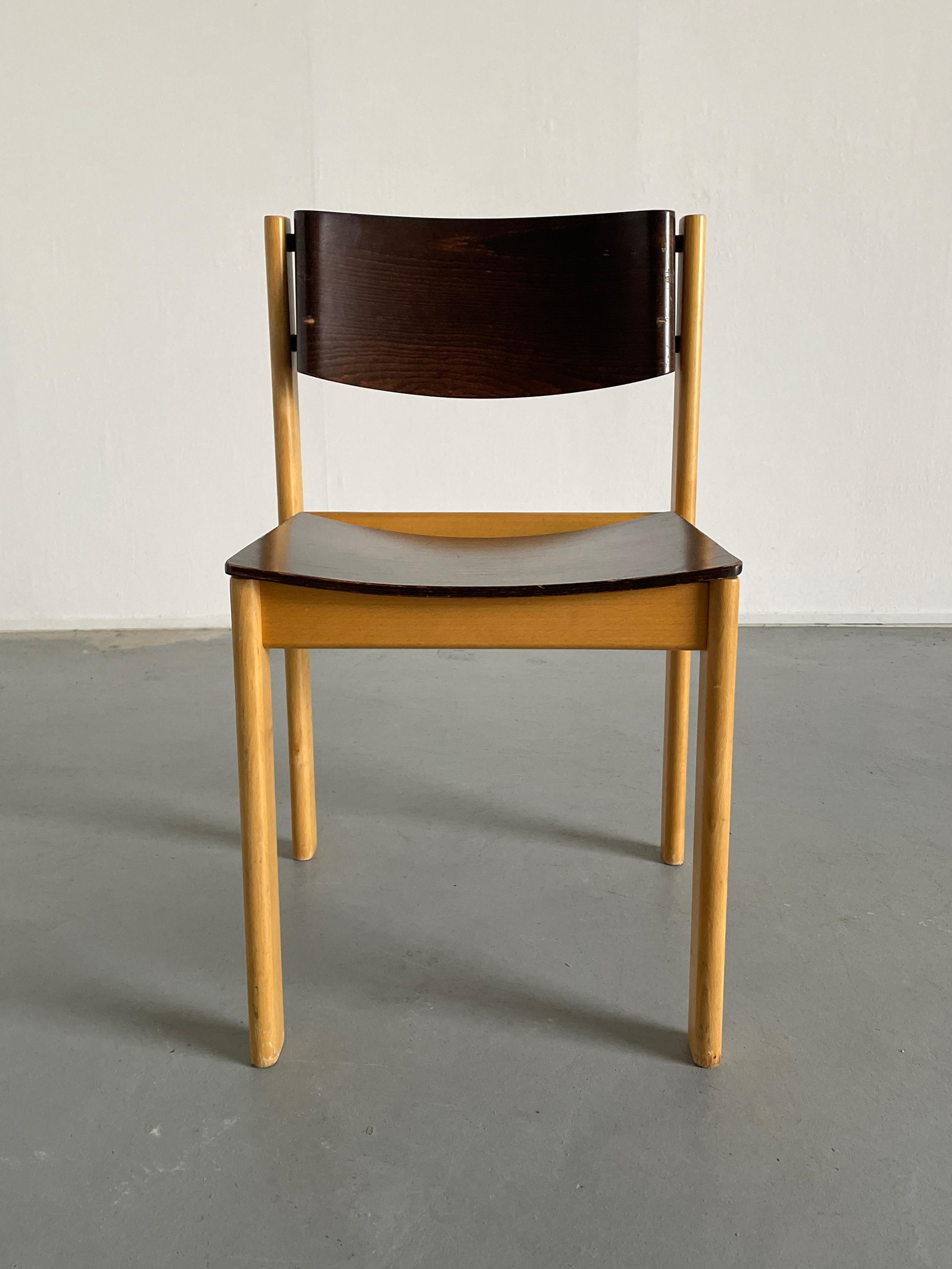 1 of 8 Mid-Century Bentwood Dining Chairs in the Style of Roland Rainer, 1970s For Sale 1