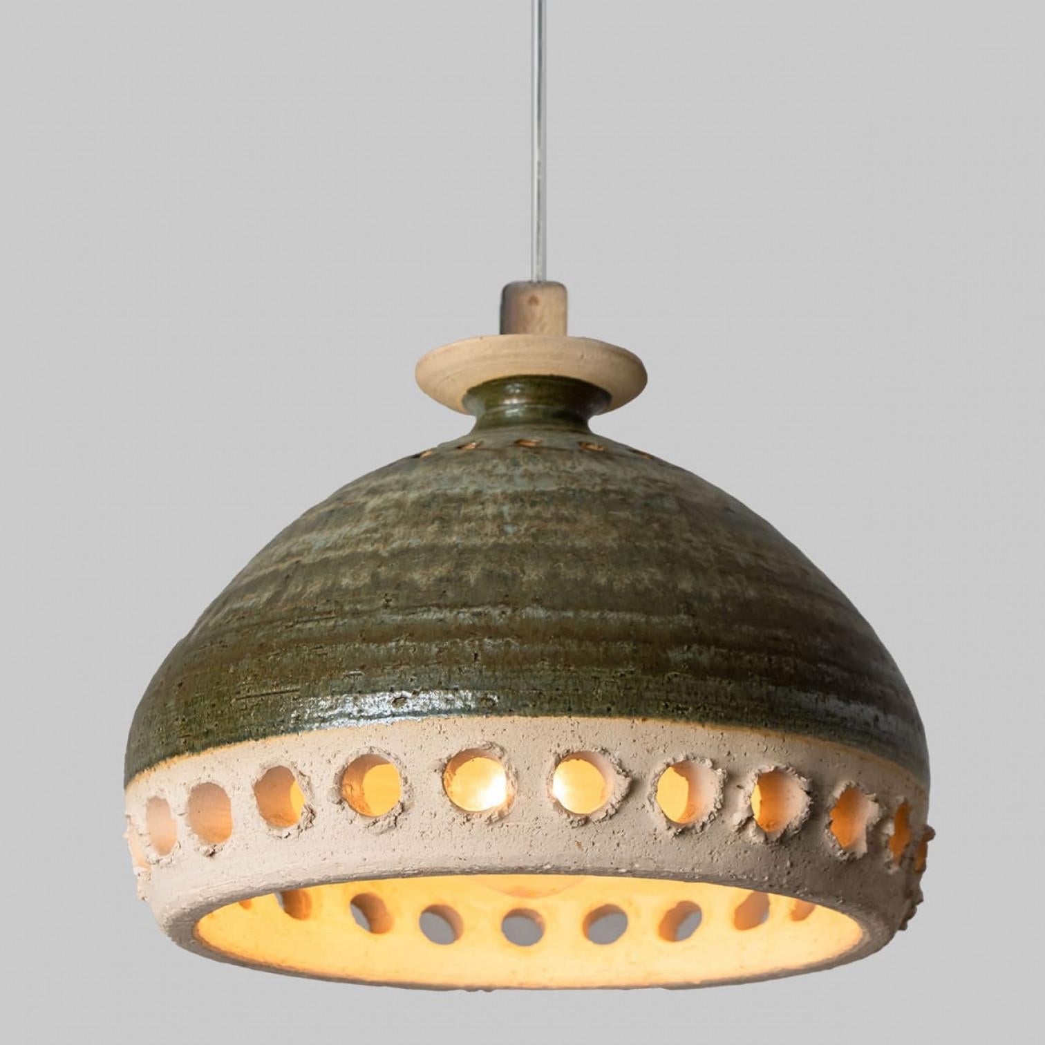 1 of 8 Multicolor Ceramic Pendant Lights, Denmark, 1970 For Sale 6