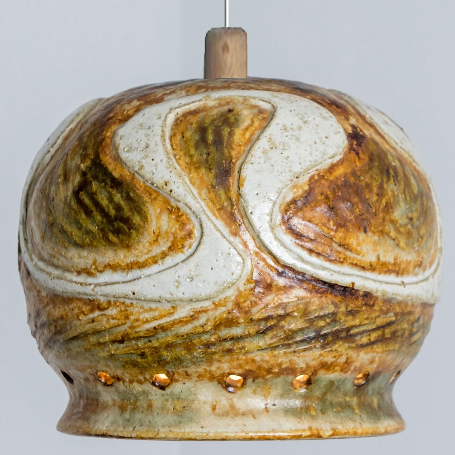 Late 20th Century 1 of 8 Multicolor Ceramic Pendant Lights, Denmark, 1970 For Sale