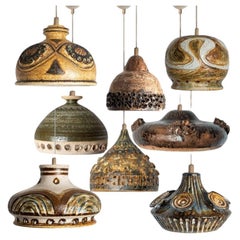 1 of 8 Multicolor Ceramic Pendant Lights, Denmark, 1970