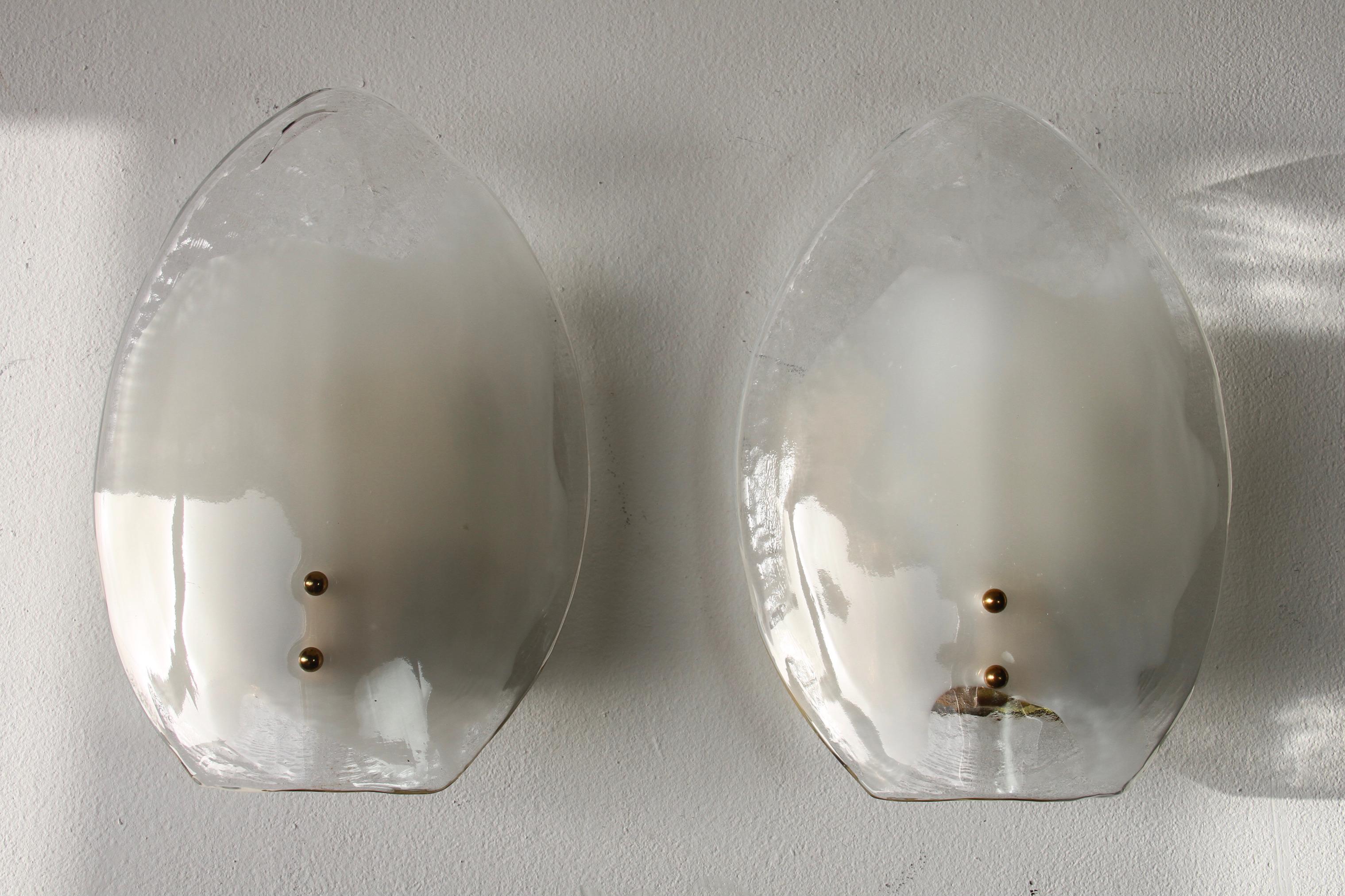 1 of 8 Pairs of Midcentury Kalmar Mazzega Murano Glass Wall Lights Sconces 1970s For Sale 2