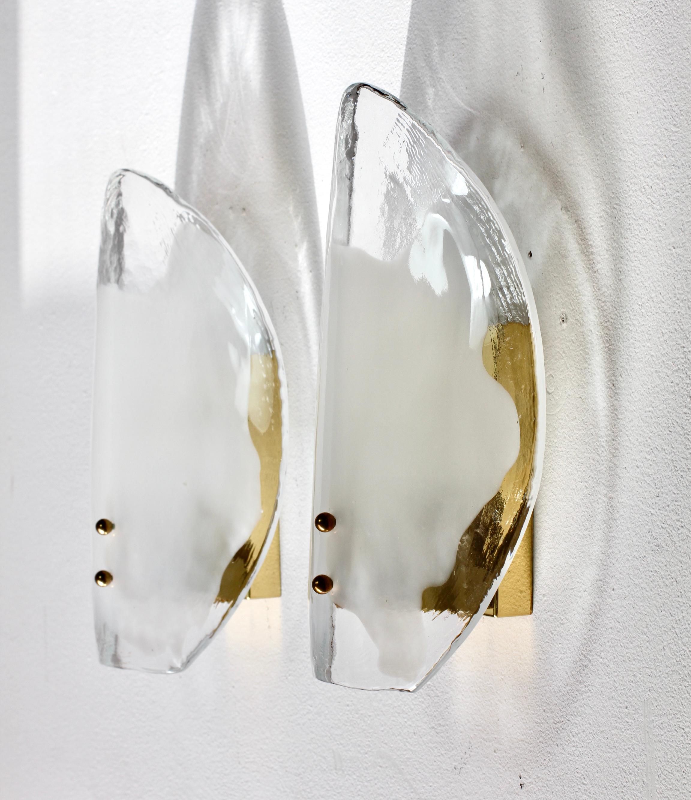 Mid-Century Modern 1 of 8 Pairs of Midcentury Kalmar Mazzega Murano Glass Wall Lights Sconces 1970s For Sale