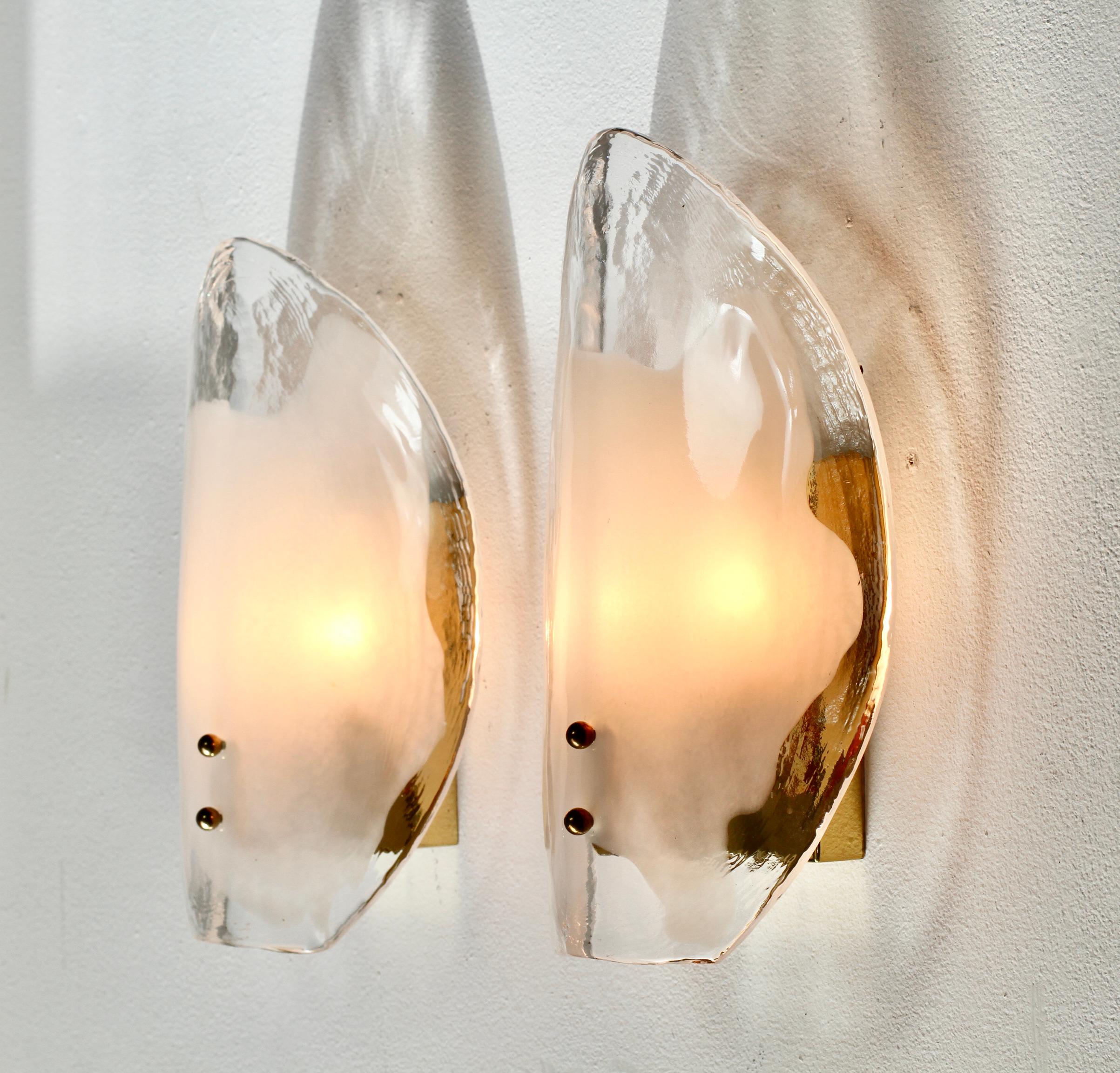1 of 8 Pairs of Midcentury Kalmar Mazzega Murano Glass Wall Lights Sconces 1970s In Good Condition For Sale In Landau an der Isar, Bayern