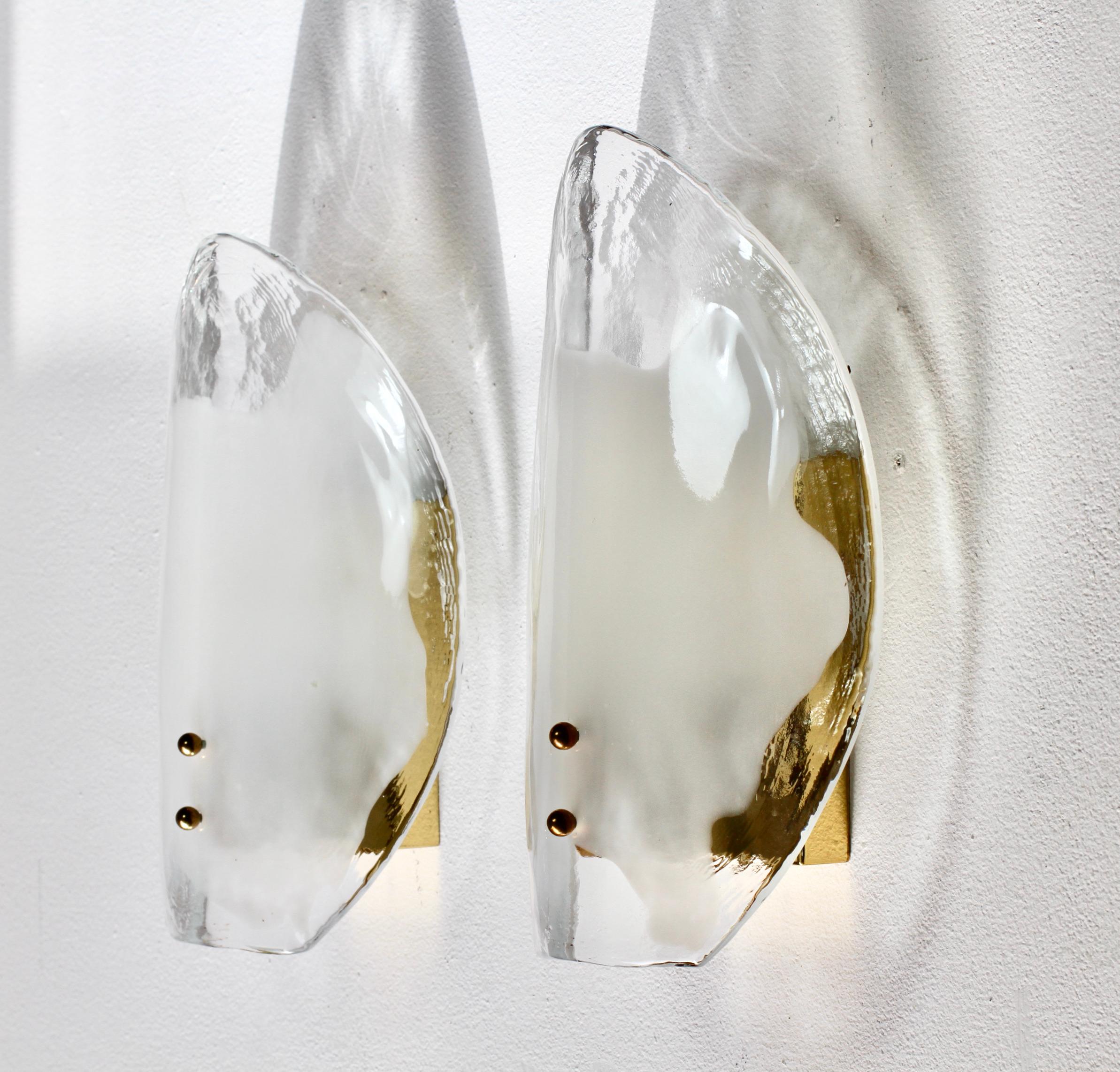 1 of 8 Pairs of Midcentury Kalmar Mazzega Murano Glass Wall Lights Sconces 1970s For Sale 1