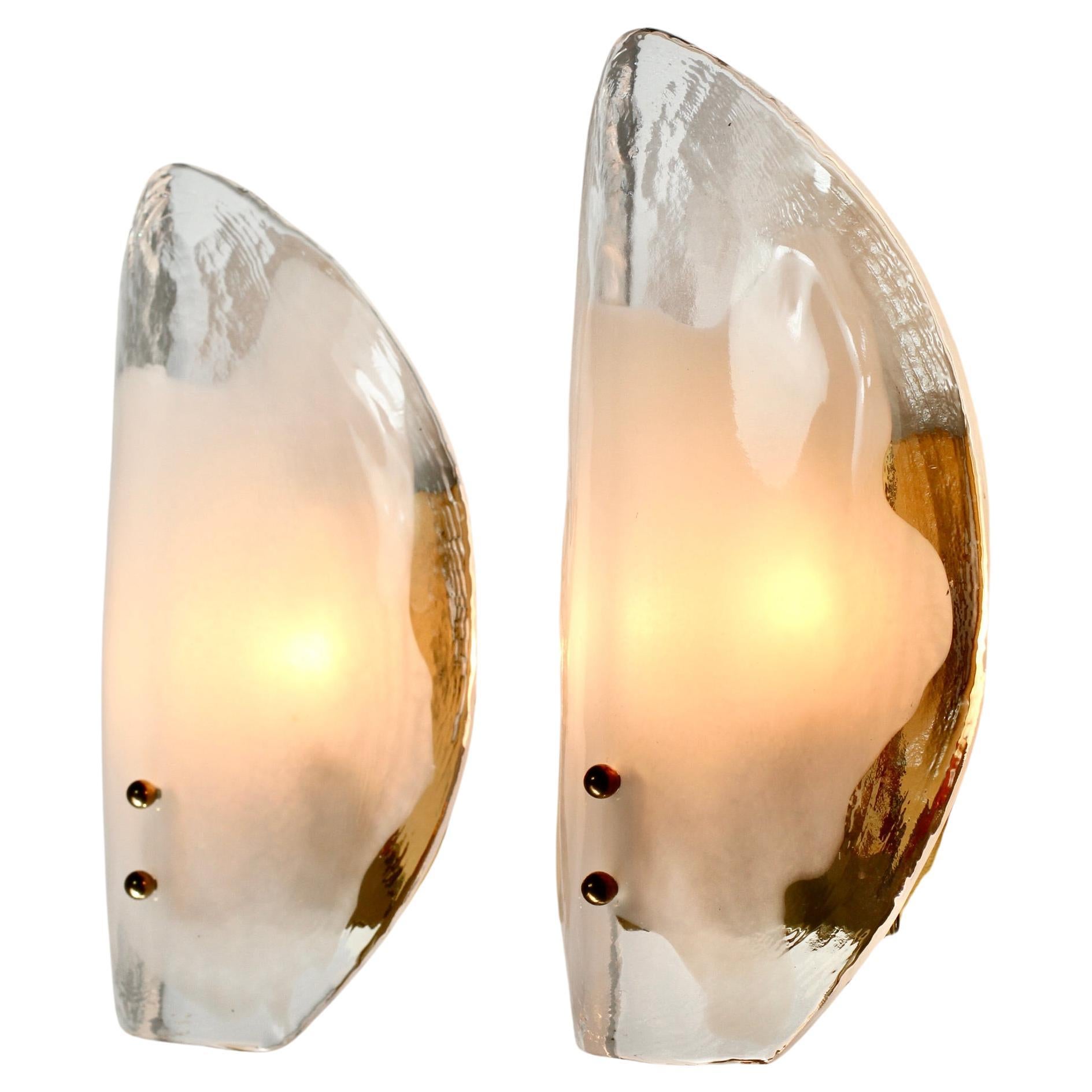 1 of 8 Pairs of Midcentury Kalmar Mazzega Murano Glass Wall Lights Sconces 1970s For Sale