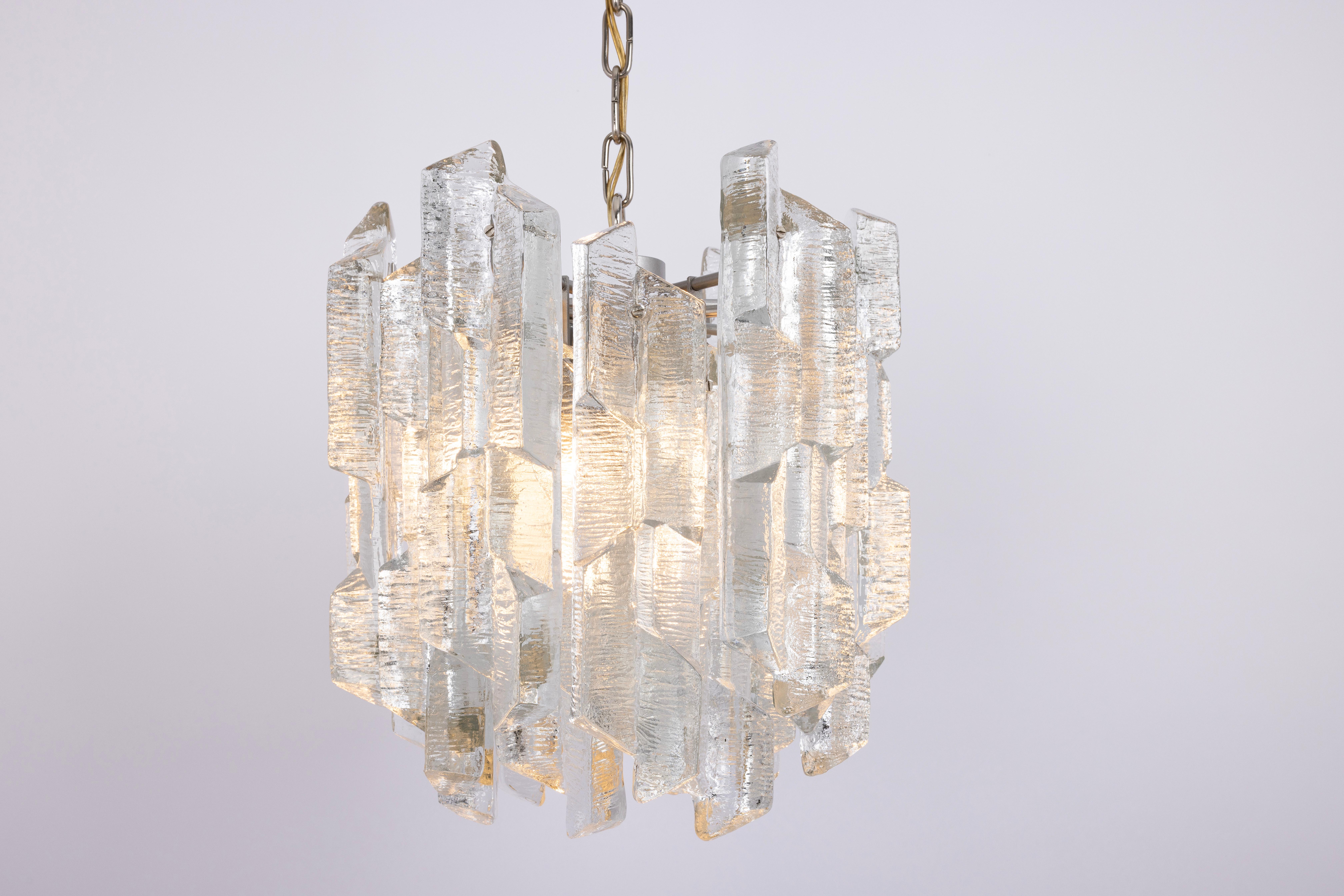 1 of 8 Rare Murano Ice Glass Chandelier Prisma, by Kalmar, Austria, 1970s For Sale 4