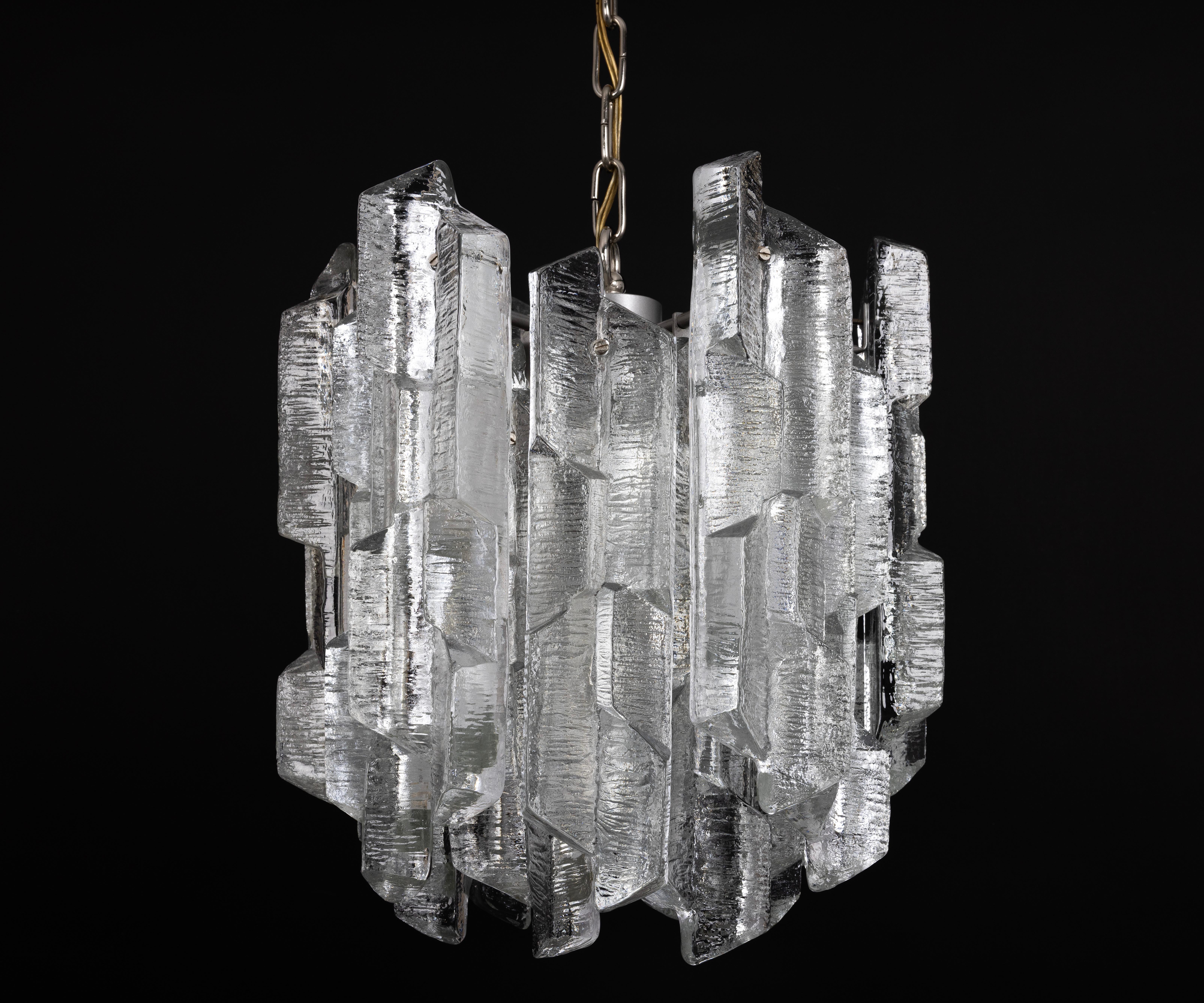 1 of 8 Rare Murano Ice Glass Chandelier Prisma, by Kalmar, Austria, 1970s For Sale 5