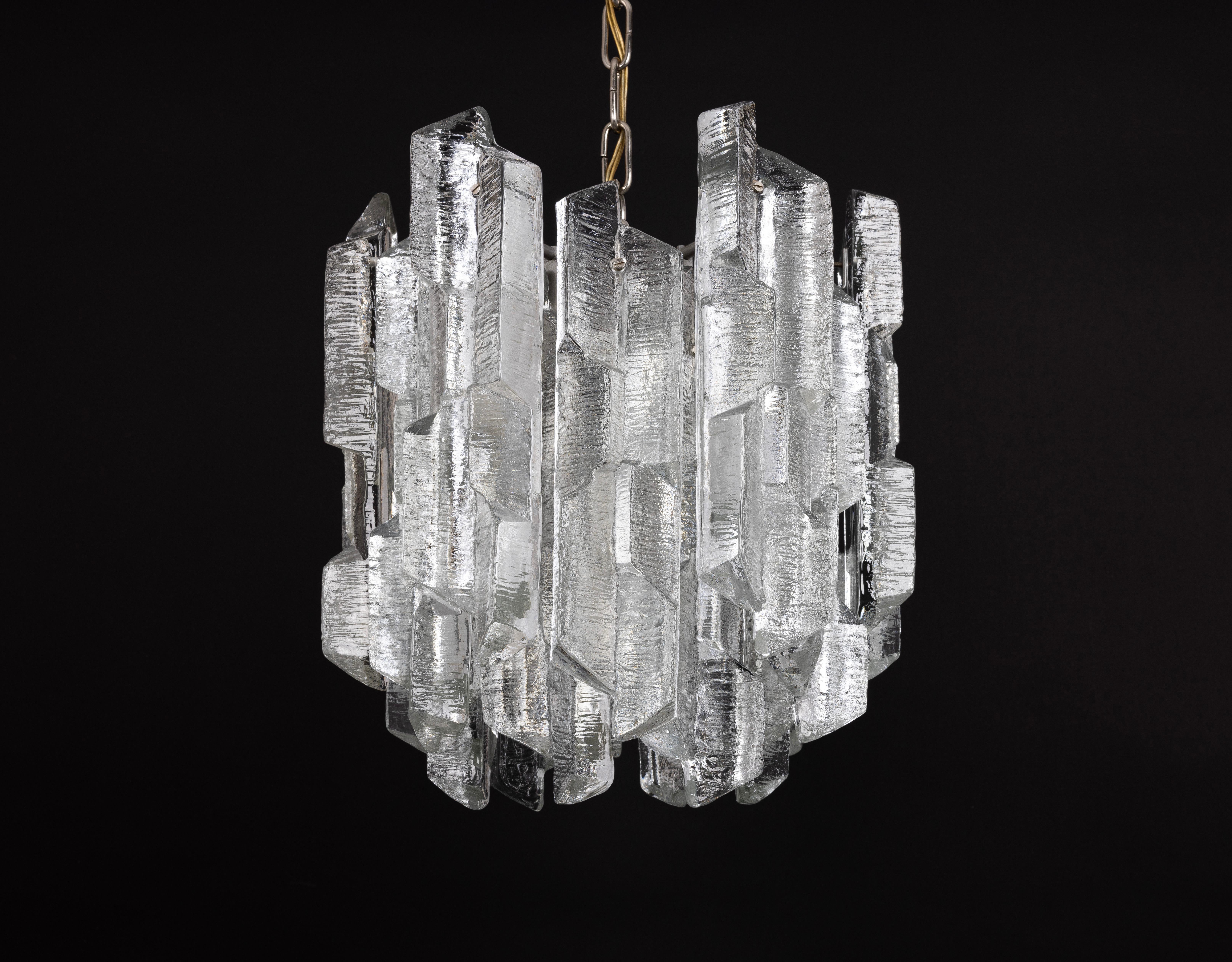 1 of 8 Rare Murano Ice Glass Chandelier Prisma, by Kalmar, Austria, 1970s For Sale 6