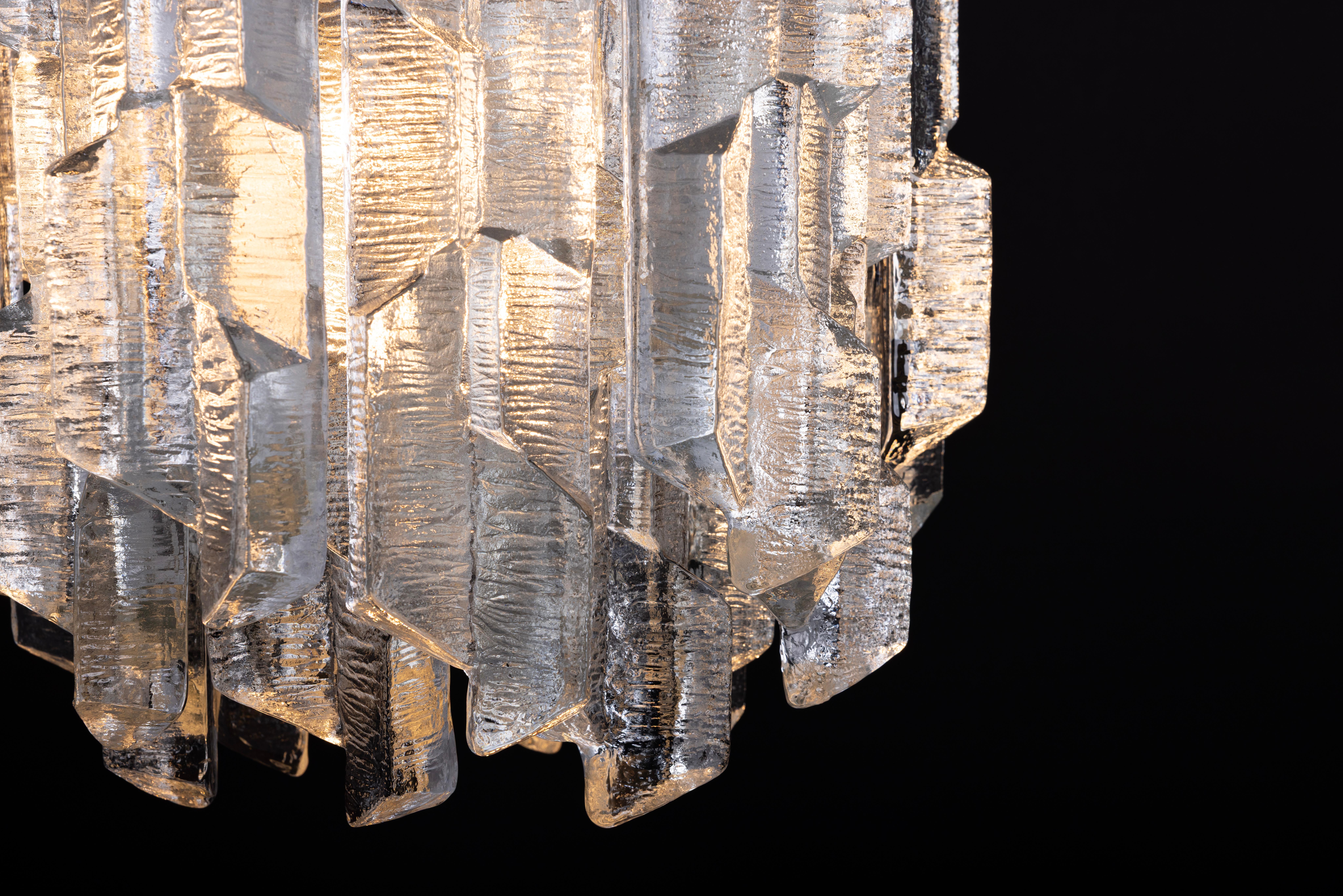 1 of 8 Rare Murano Ice Glass Chandelier Prisma, by Kalmar, Austria, 1970s For Sale 8