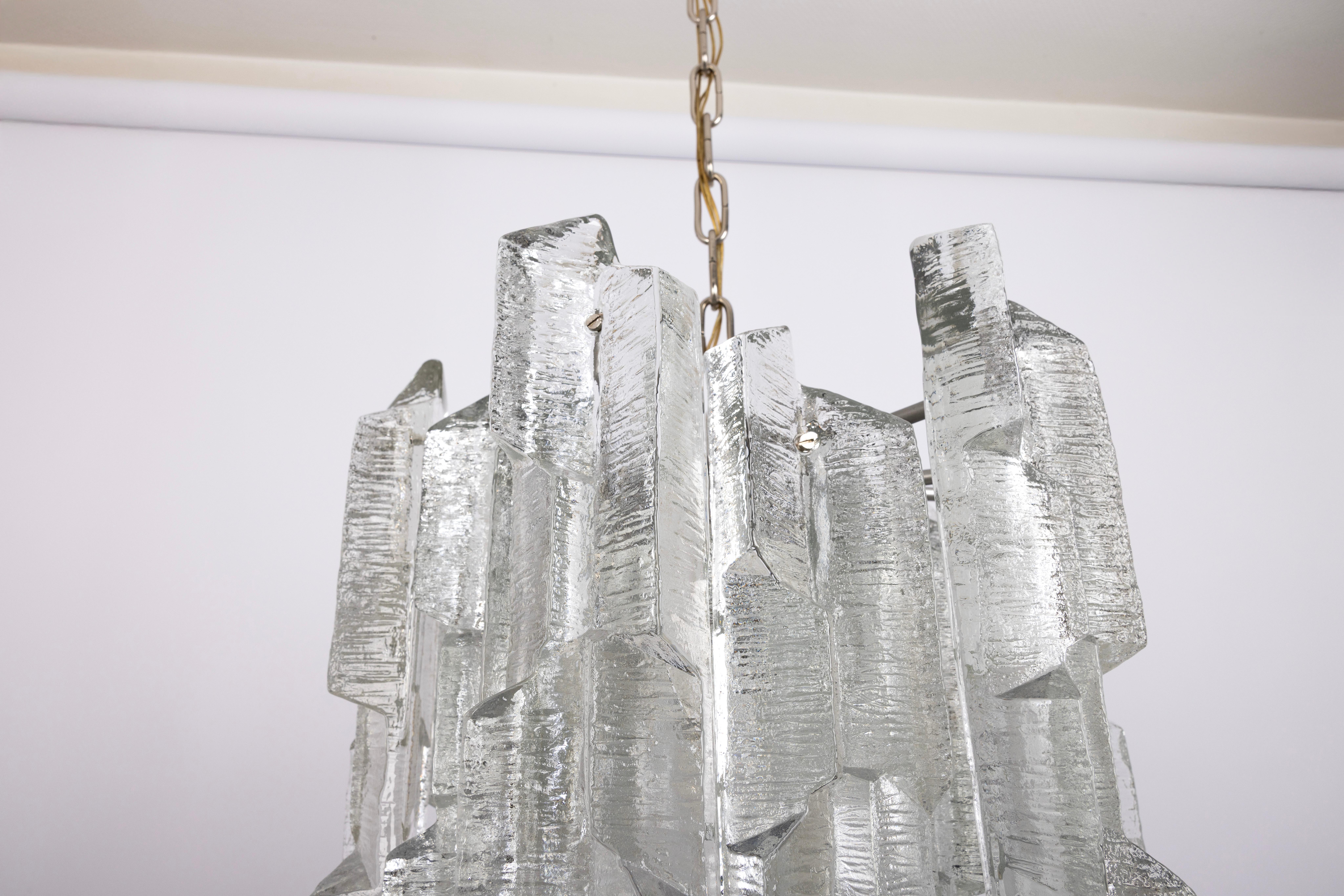 Austrian 1 of 8 Rare Murano Ice Glass Chandelier Prisma, by Kalmar, Austria, 1970s For Sale