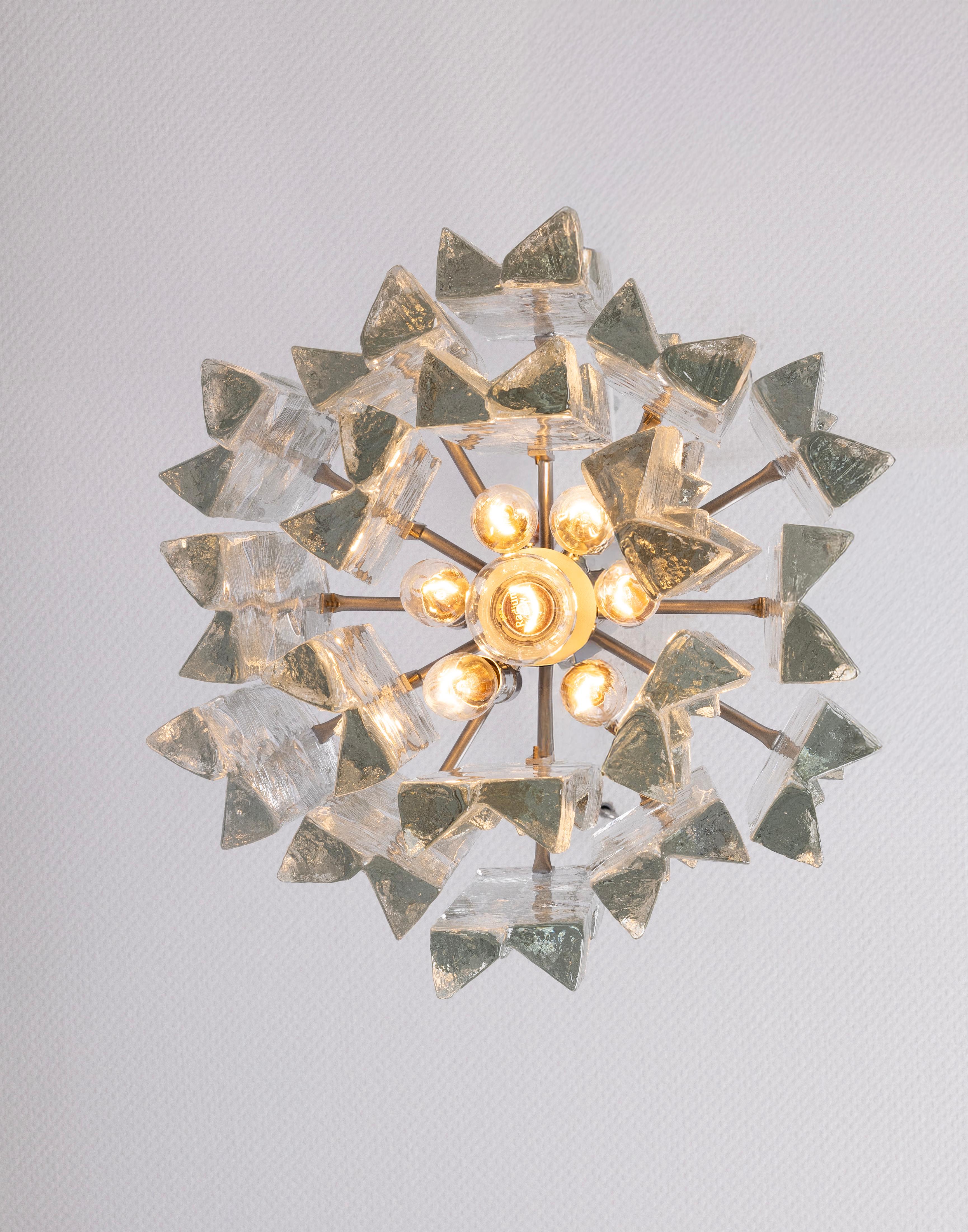 1 of 8 Rare Murano Ice Glass Chandelier Prisma, by Kalmar, Austria, 1970s For Sale 2