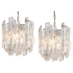 1 of 8 Rare Murano Ice Glass Chandelier Prisma, by Kalmar, Austria, 1970s