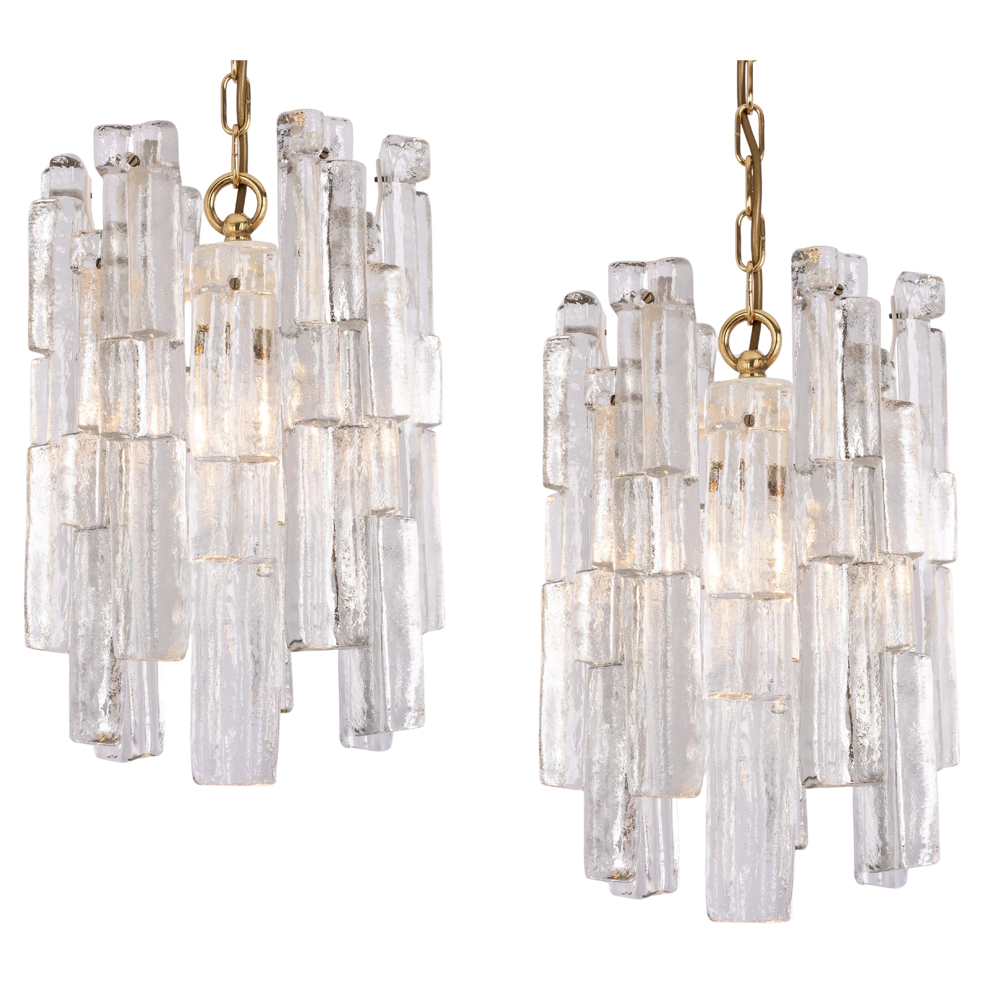 1 von 8 Seltene Murano Eisglas Pendelleuchten - Ruba, von Kalmar, Österreich, 1970er Jahre im Angebot