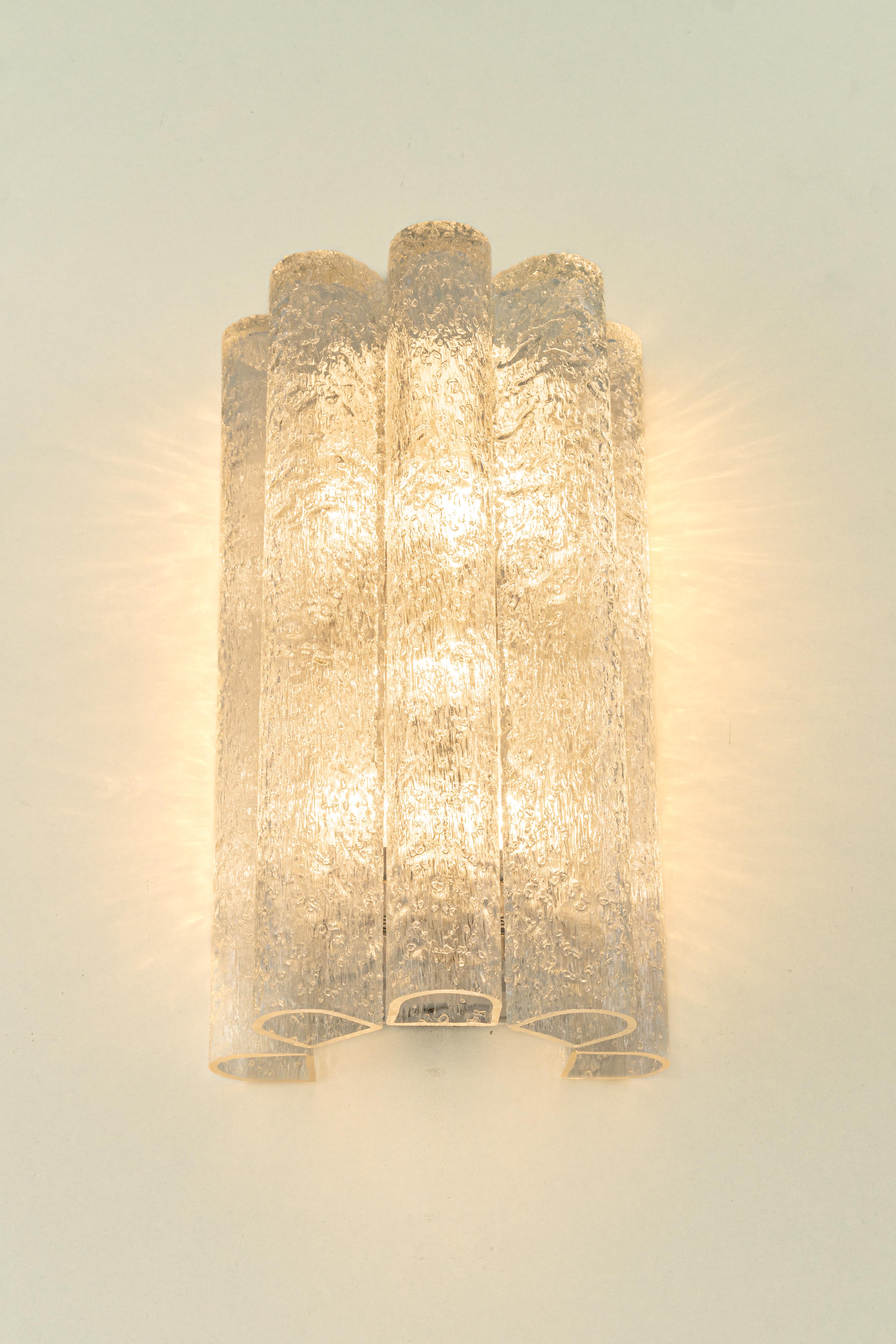 1 of 8 Sets /Large Pair of murano Glass Wall Sconces by Doria, Germany, 1960s For Sale 5