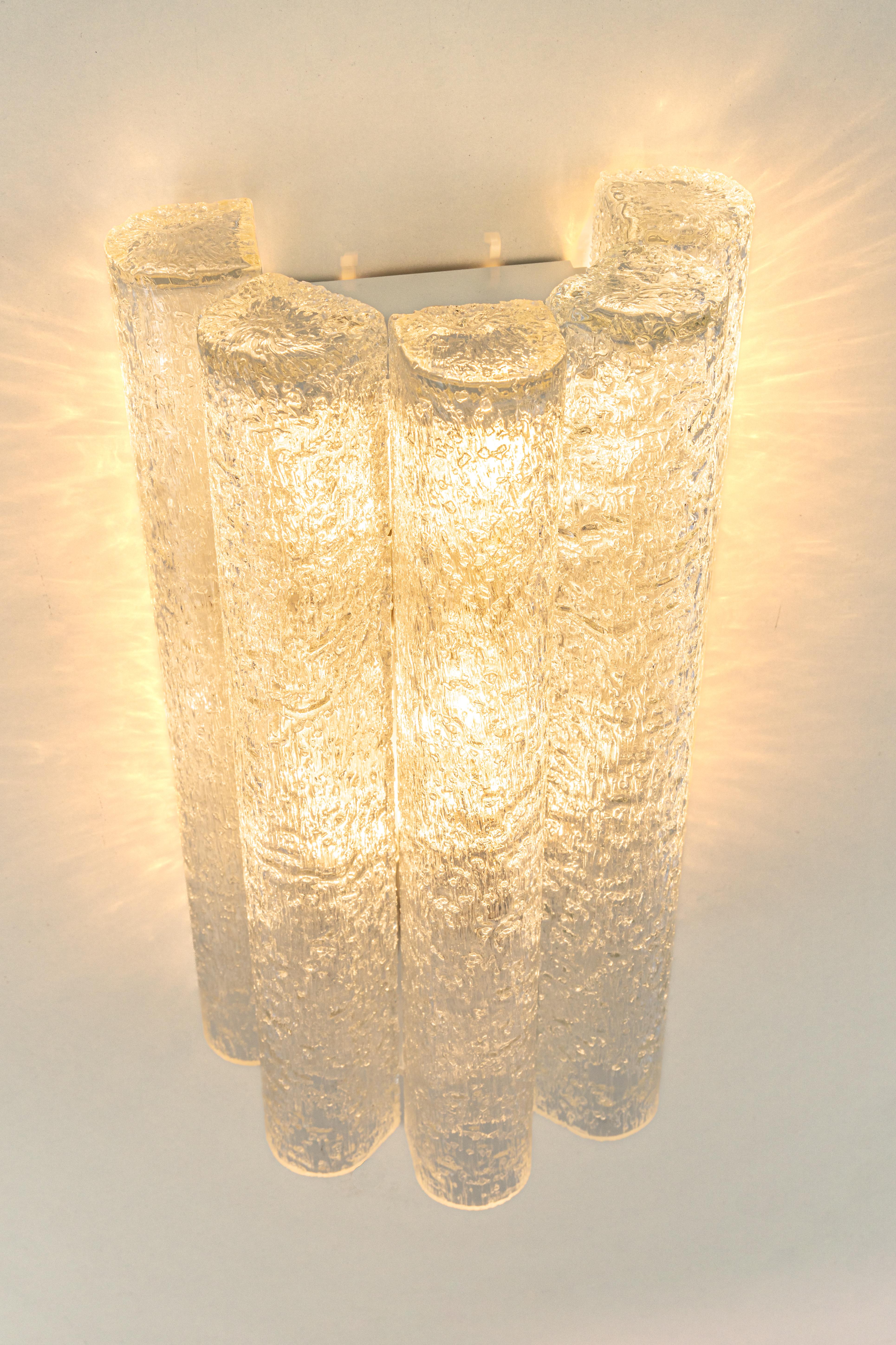 1 of 8 Sets /Large Pair of murano Glass Wall Sconces by Doria, Germany, 1960s For Sale 8