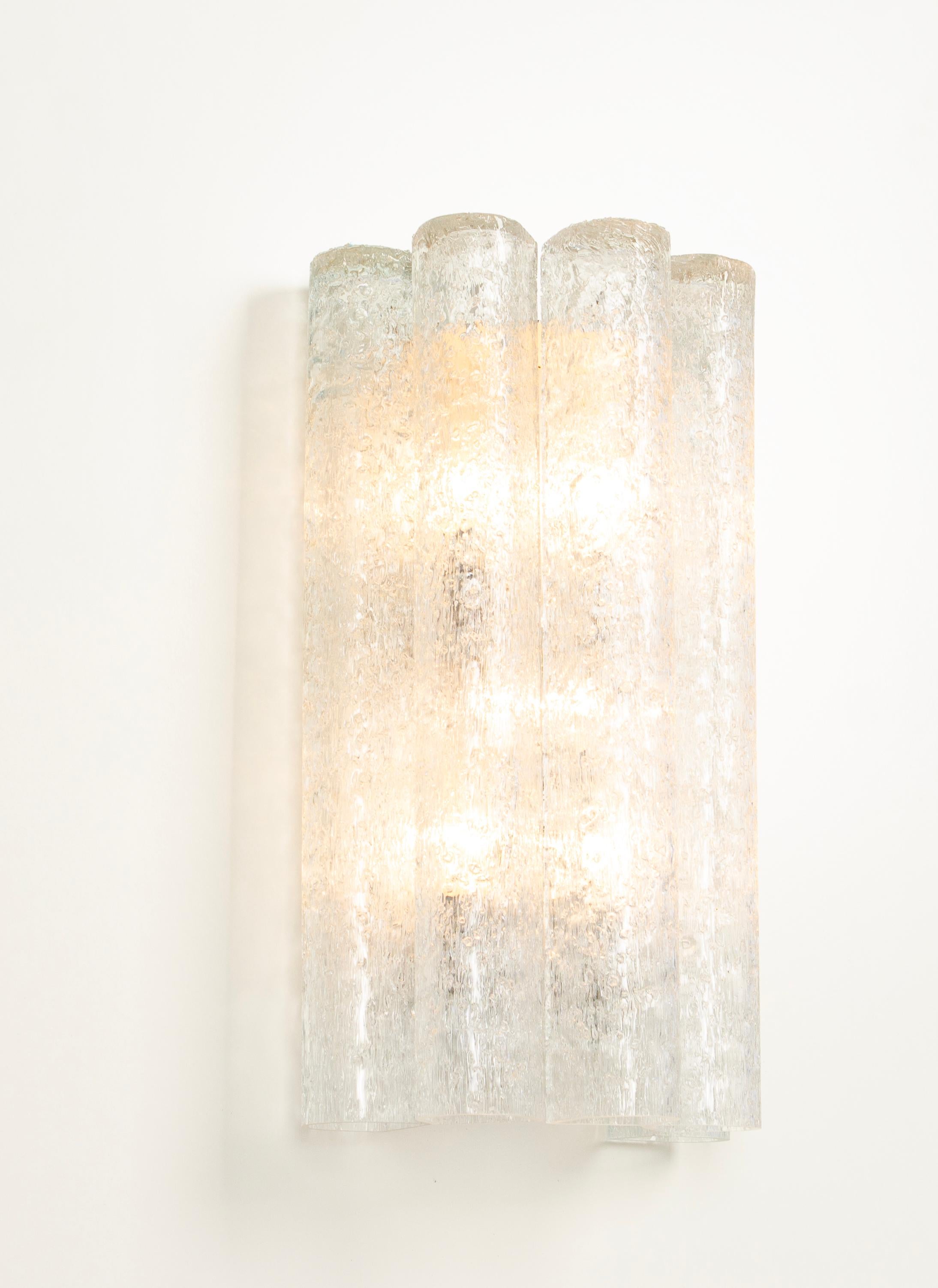 Metal 1 of 8 Sets /Large Pair of murano Glass Wall Sconces by Doria, Germany, 1960s For Sale