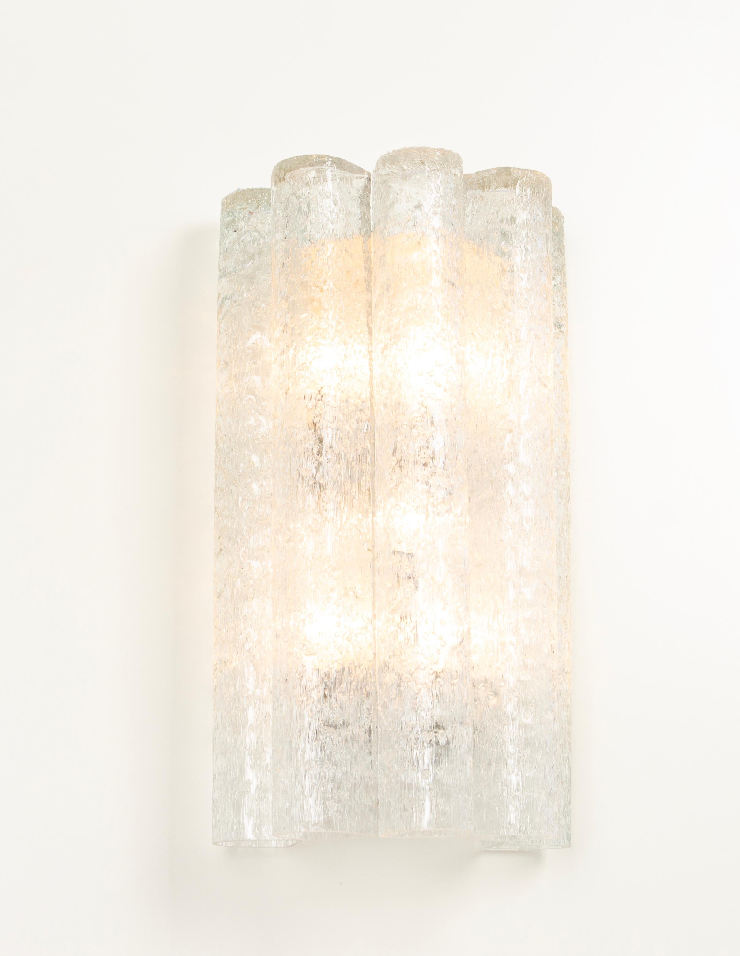 1 of 8 Sets /Large Pair of murano Glass Wall Sconces by Doria, Germany, 1960s For Sale 1