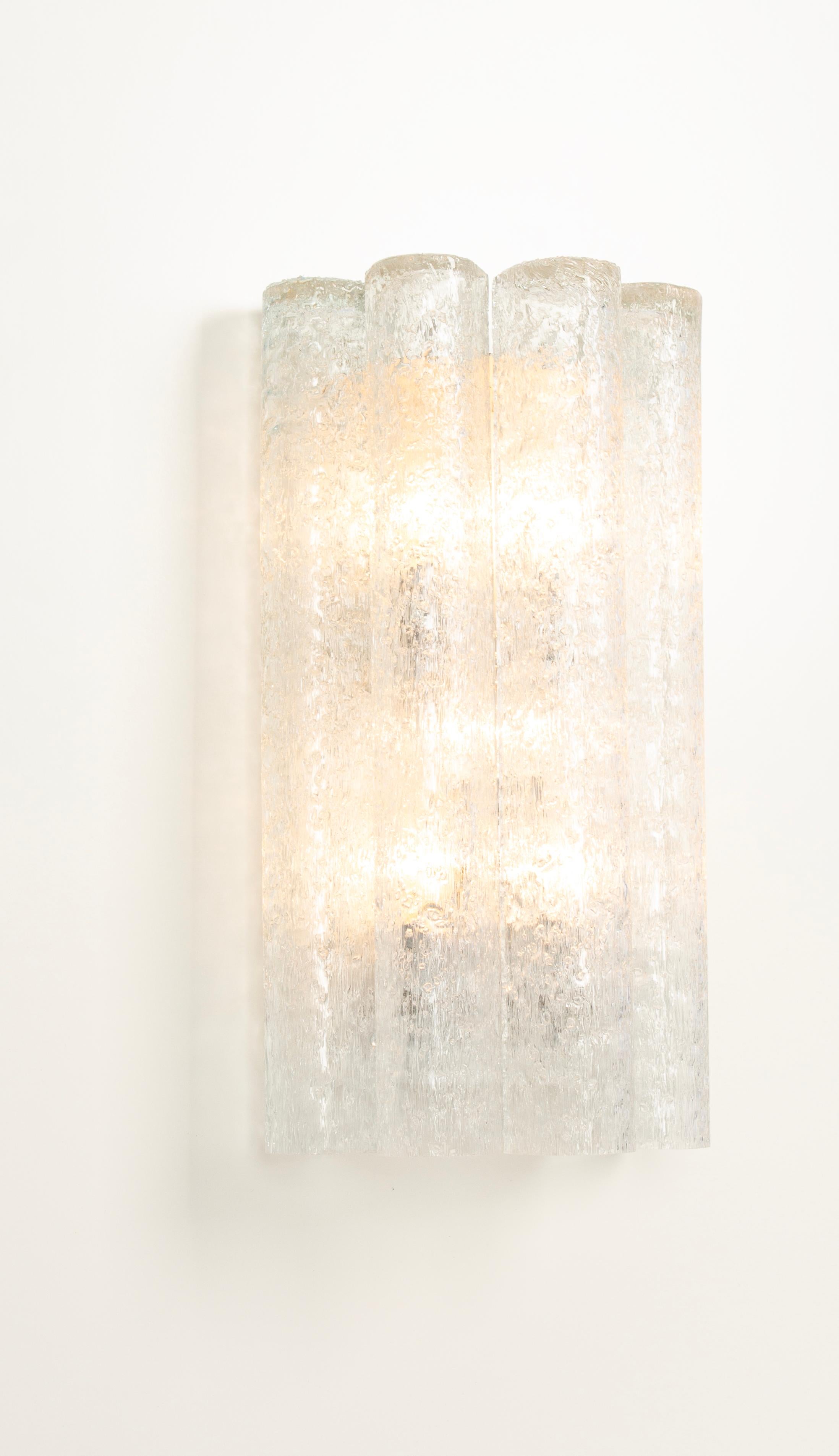 1 of 8 Sets /Large Pair of murano Glass Wall Sconces by Doria, Germany, 1960s For Sale 2
