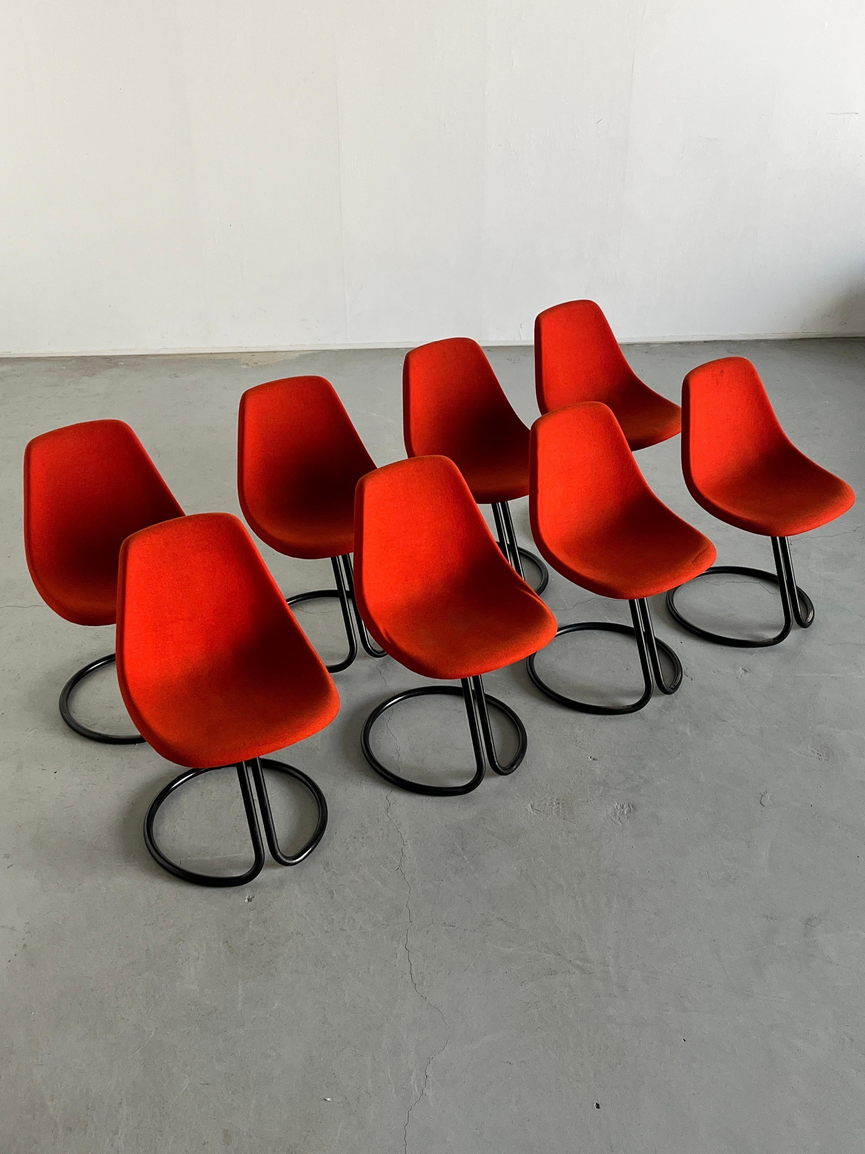 1 of 8 Vintage Postmodern Cantilever Dining Chairs by Giotto Stoppino, 80s Italy 4