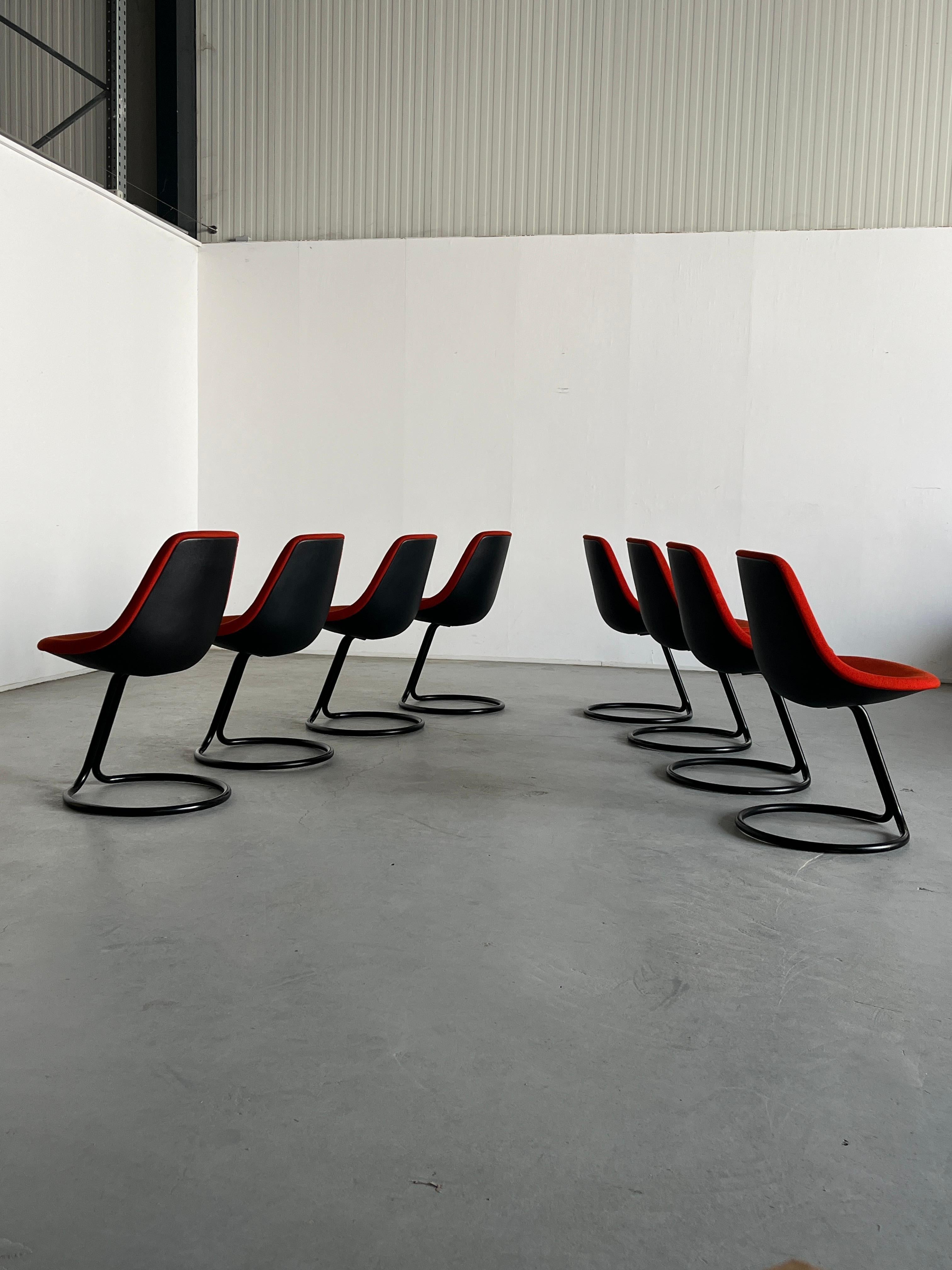 1 of 8 Vintage Postmodern Cantilever Dining Chairs by Giotto Stoppino, 80s Italy 6