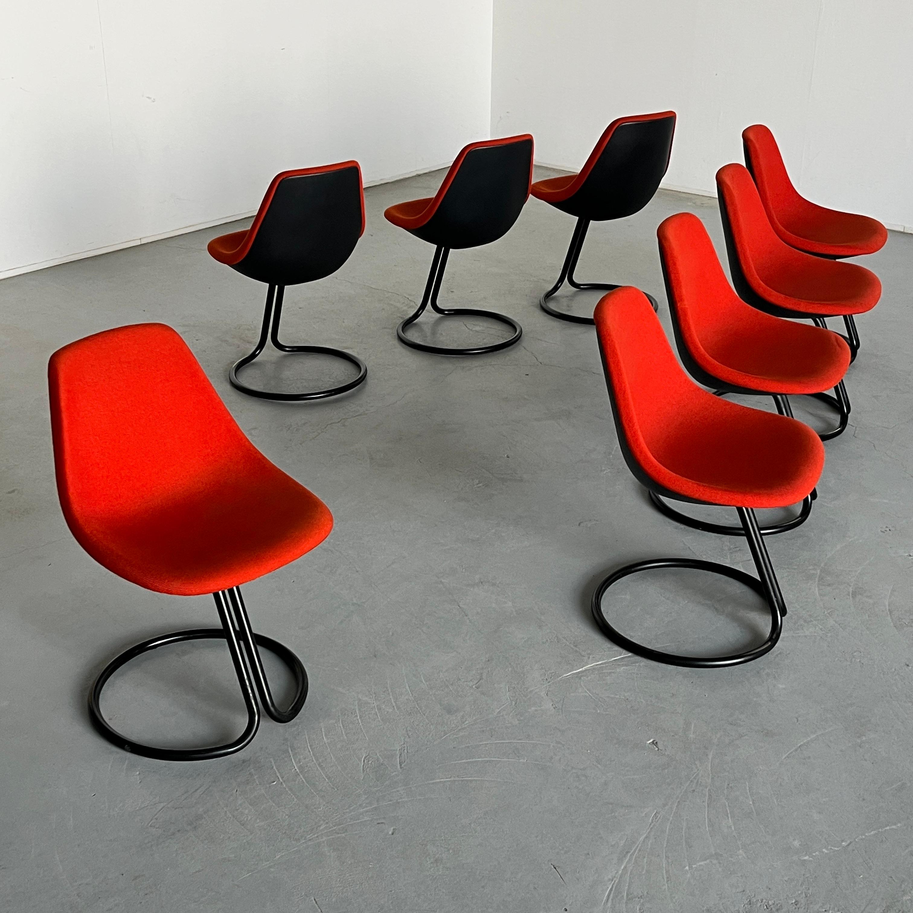 Post-Modern 1 of 8 Vintage Postmodern Cantilever Dining Chairs by Giotto Stoppino, 80s Italy