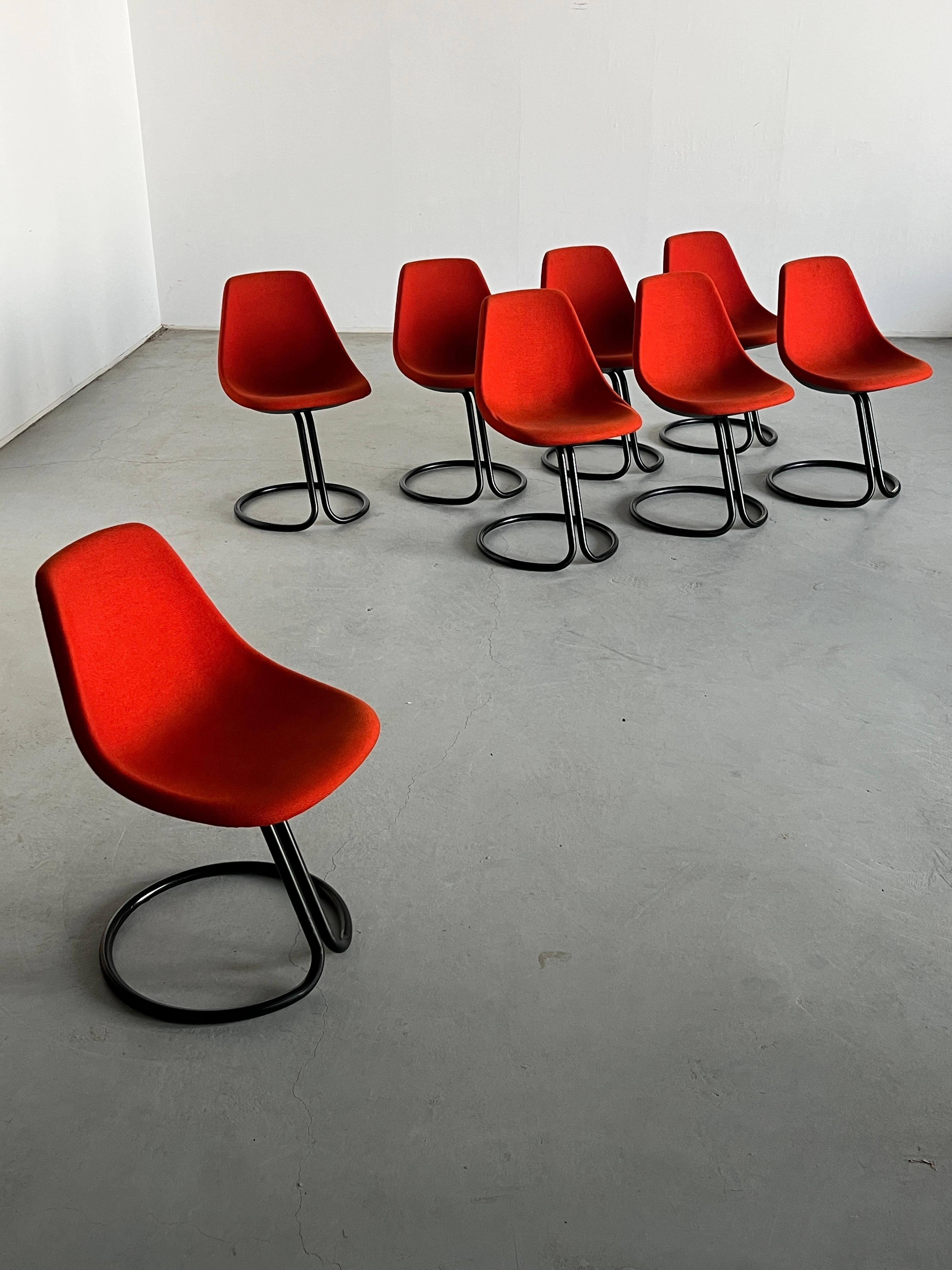 Italian 1 of 8 Vintage Postmodern Cantilever Dining Chairs by Giotto Stoppino, 80s Italy