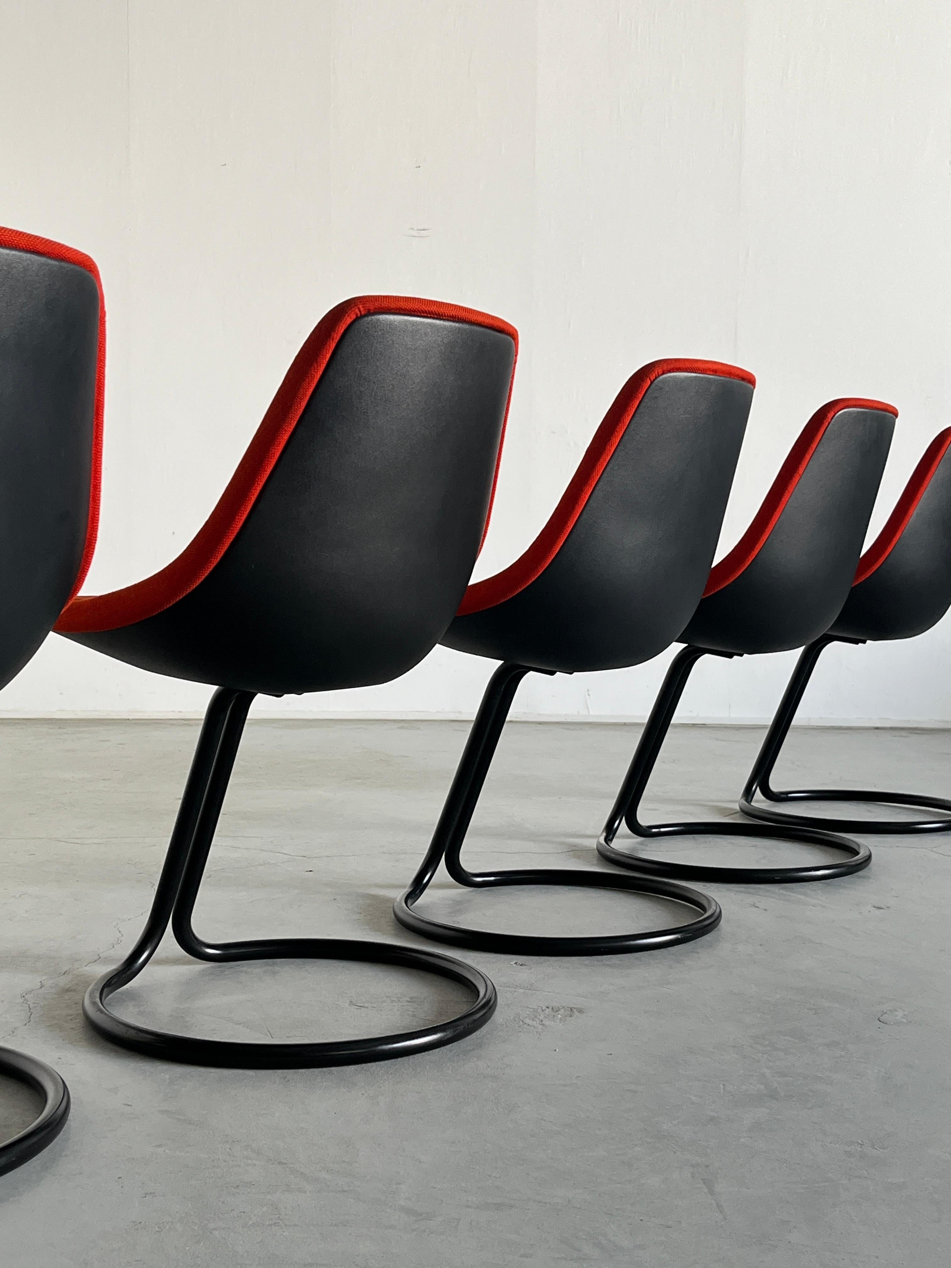 1 of 8 Vintage Postmodern Cantilever Dining Chairs by Giotto Stoppino, 80s Italy 2