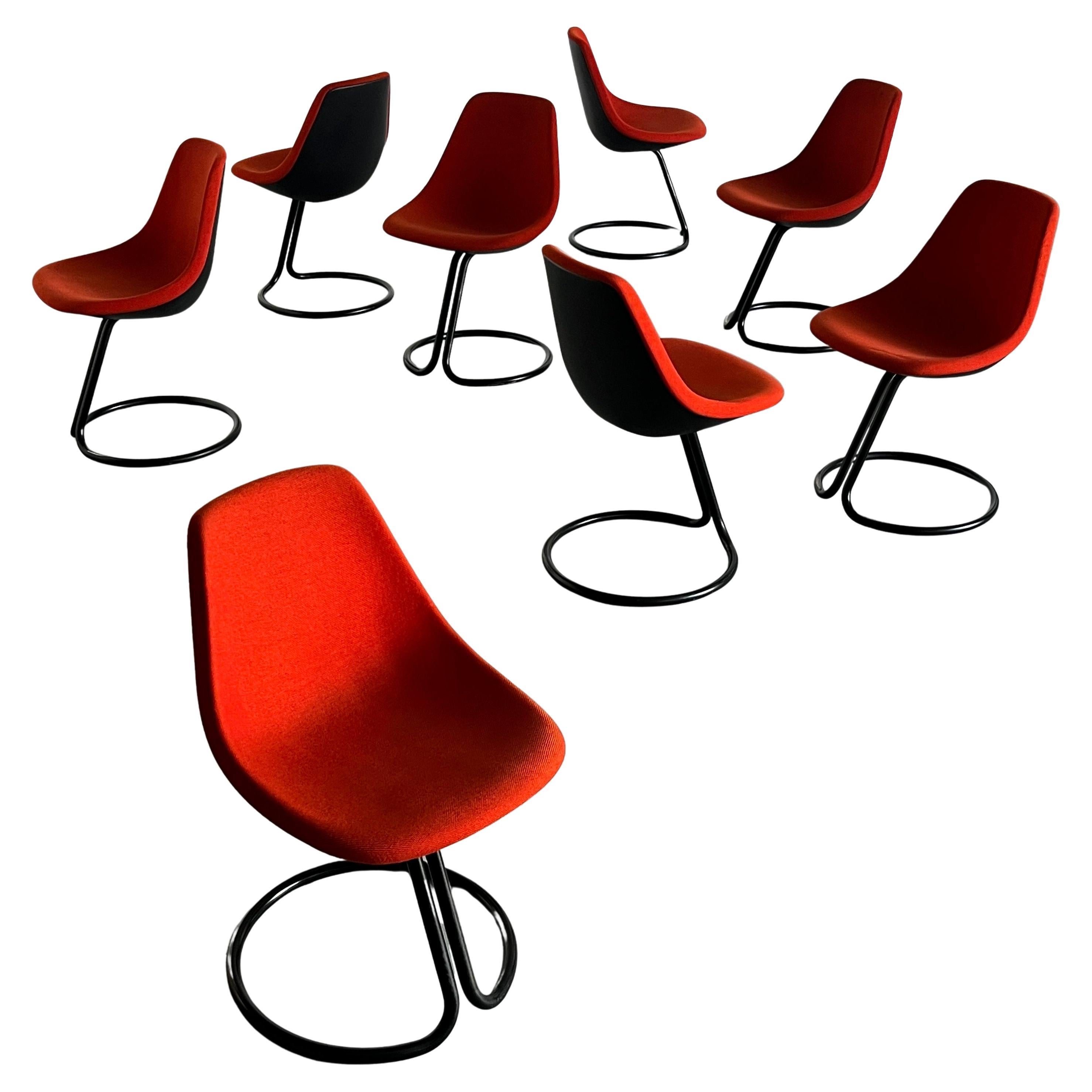 1 of 8 Vintage Postmodern Cantilever Dining Chairs by Giotto Stoppino, 80s Italy