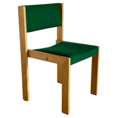 1 of 9 Mid-Century Modern Stackable Dining Chairs, Beech and Green, 70s Germany