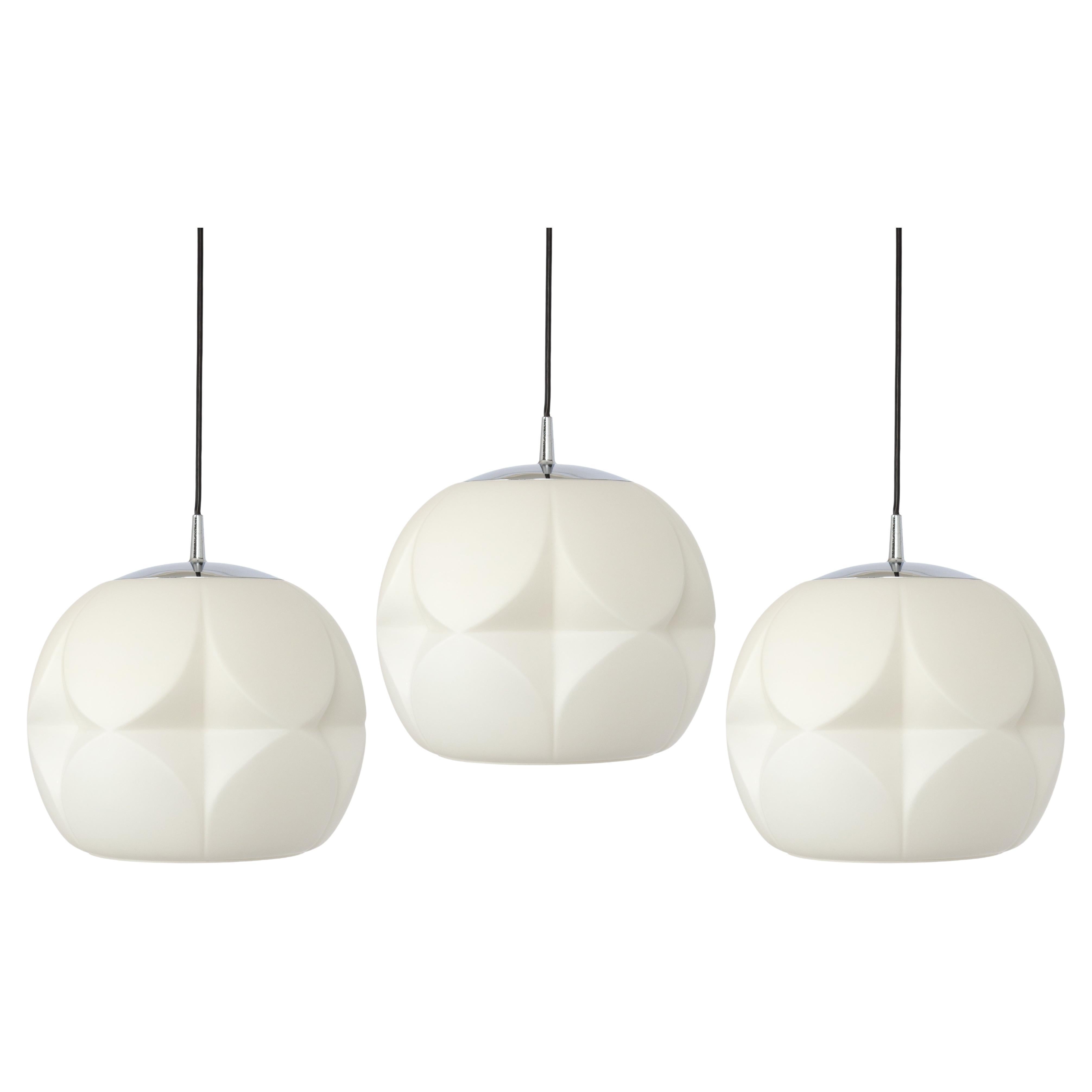 1 of 9 Opal Glass Pendant Lights by Peill & Putzler, Germany, 1970s
