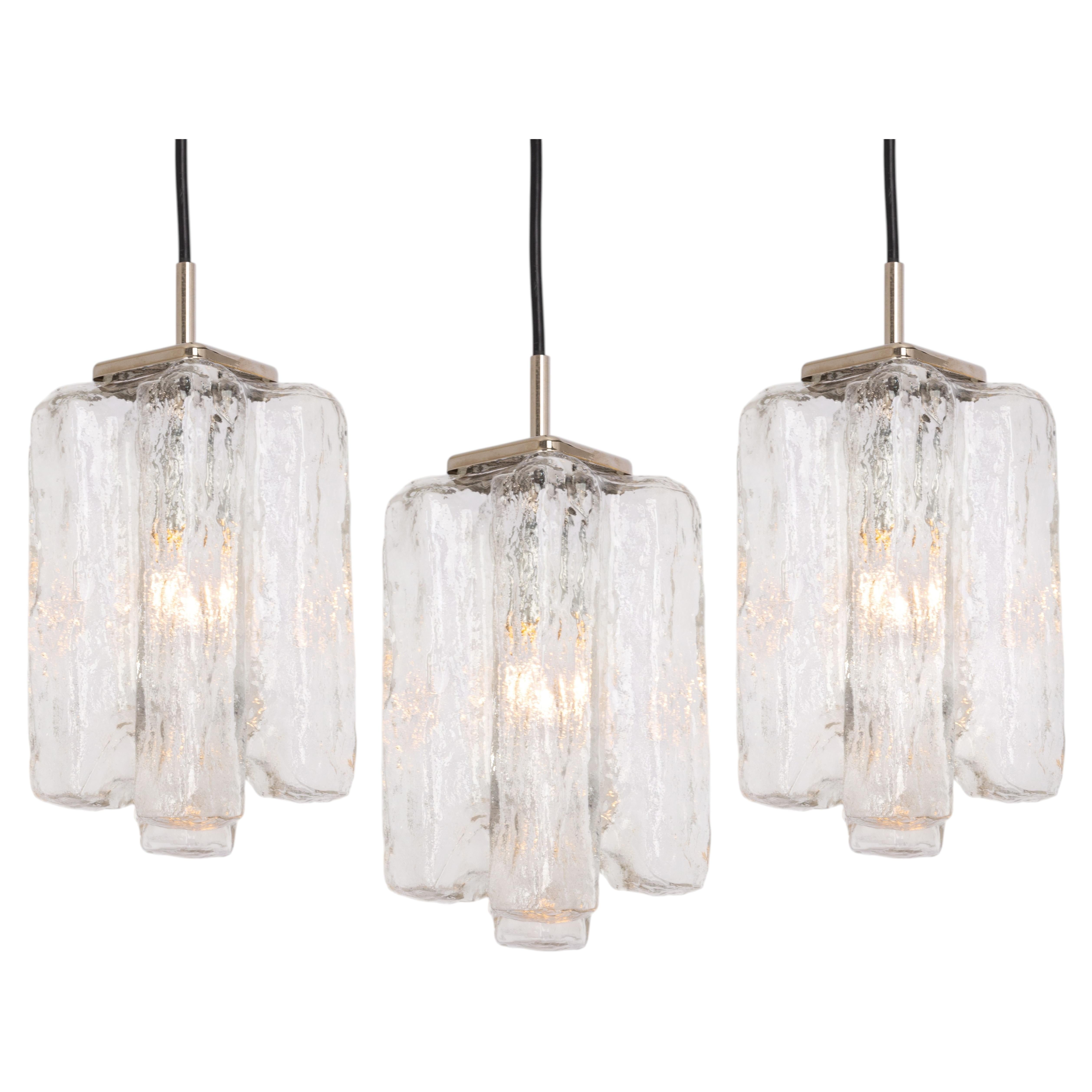 1 of 9 Petite Murano Glass Pendant lights - Granada, by Kalmar, Austria, 1970s
